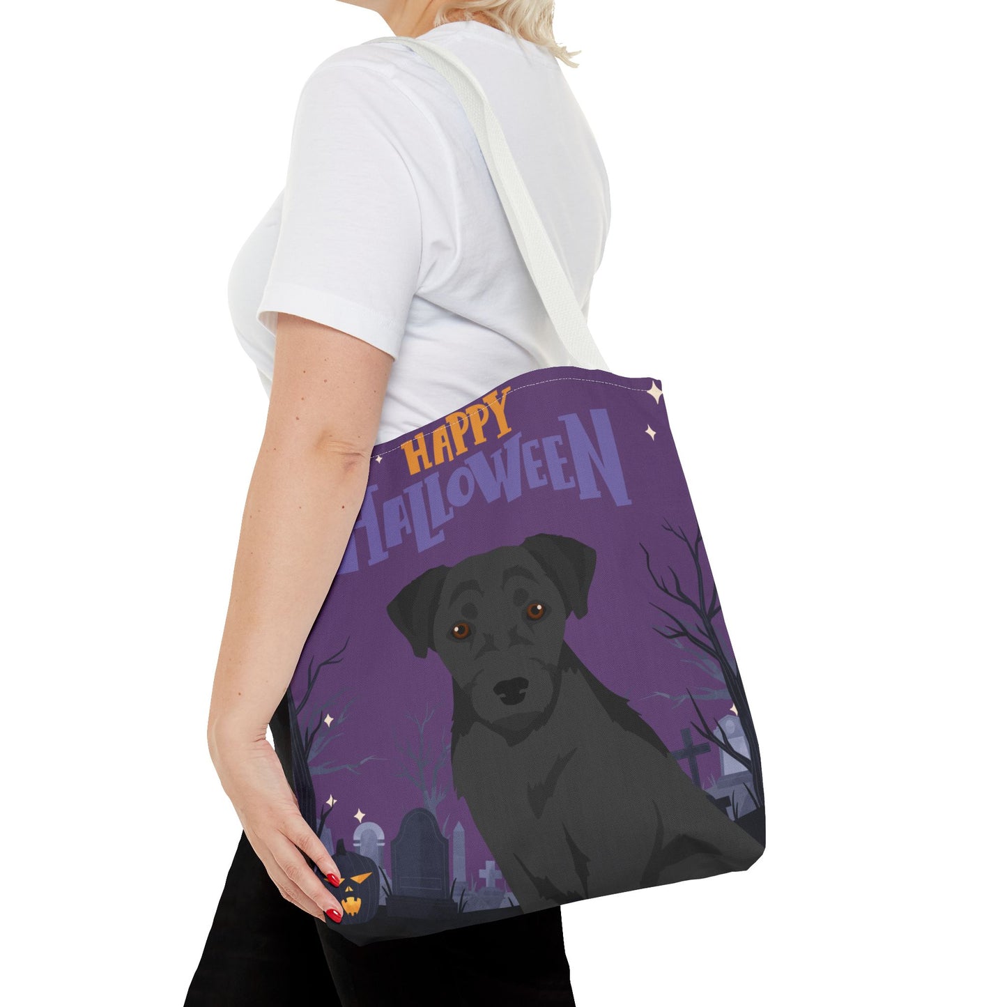 Patterdale Terrier Dog Happy Halloween Tote Bag 16x16