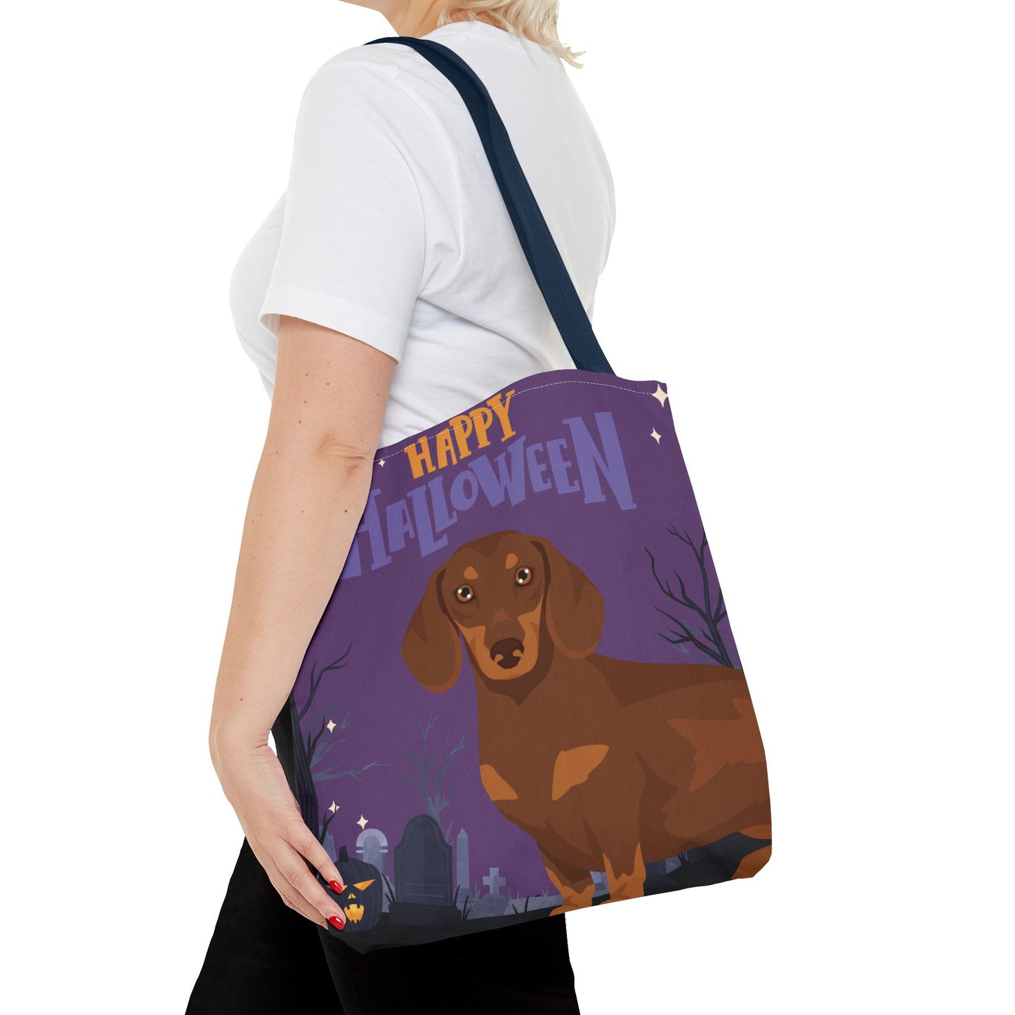 Dachshund Dog Happy Halloween Tote Bag 16x16