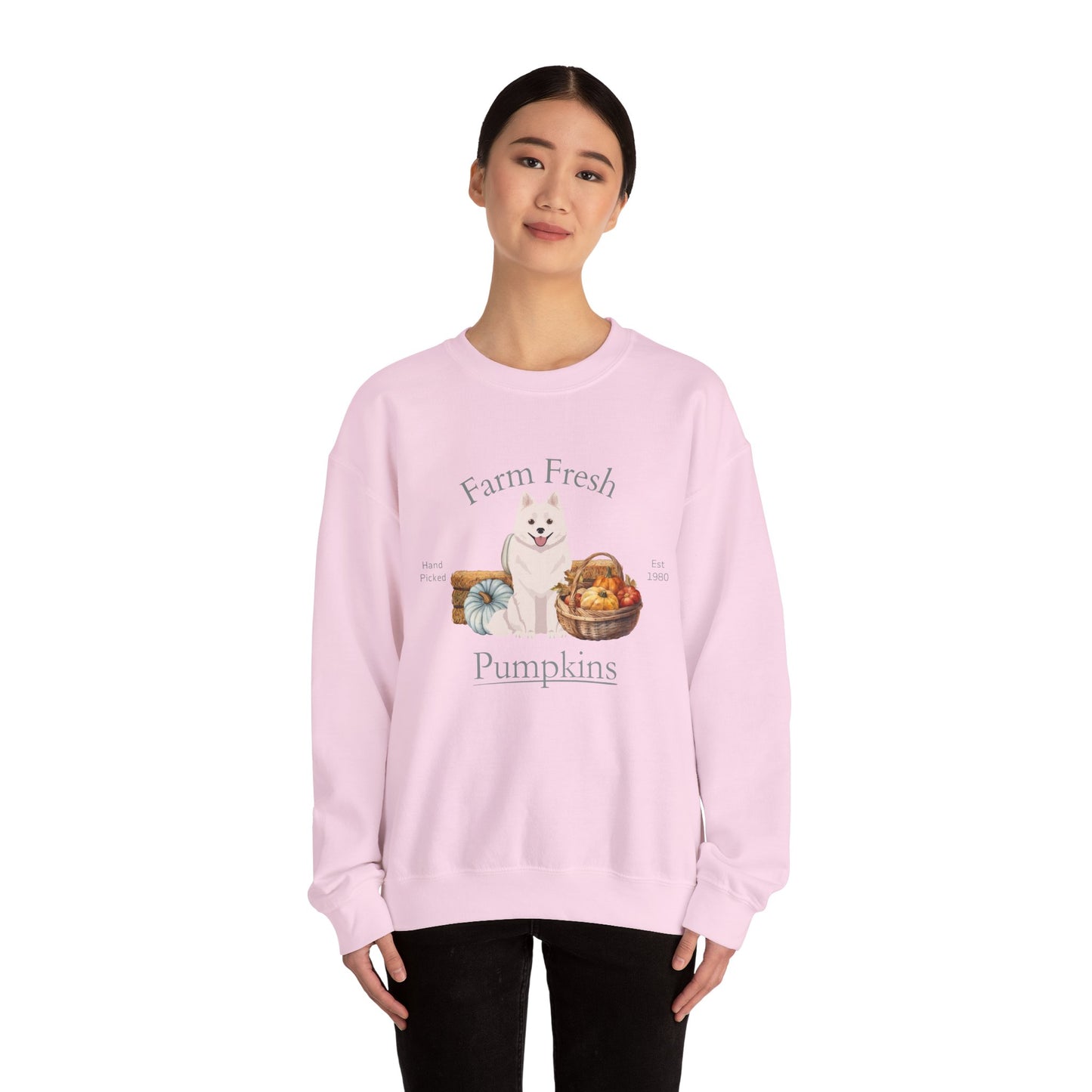 American Eskimo Dog Dog Fall Farm Fresh Unisex Heavy Blend Crewneck Sweatshirt