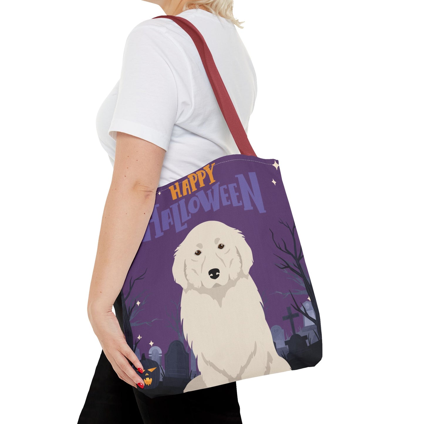 Great Pyrenees Dog Happy Halloween Tote Bag 16x16