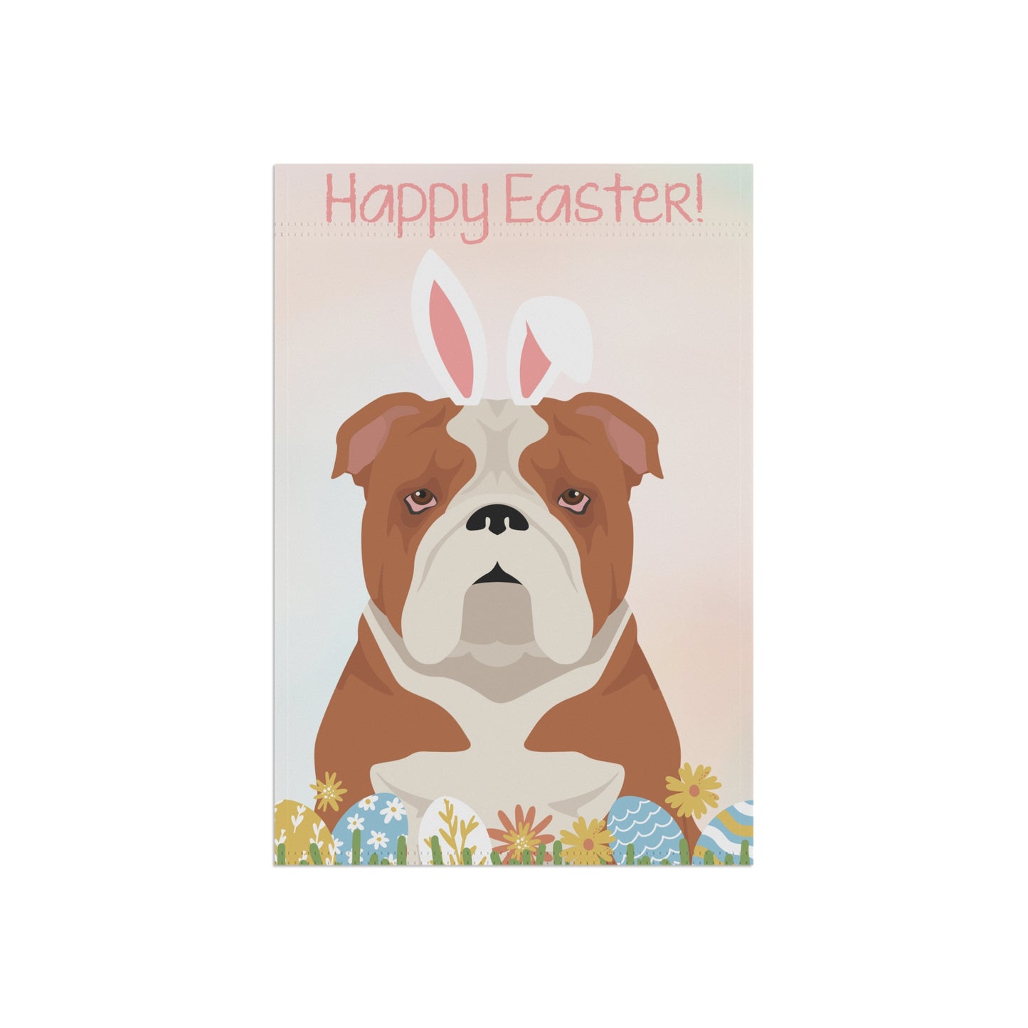 Bulldog Dog Happy Easter Garden Flag