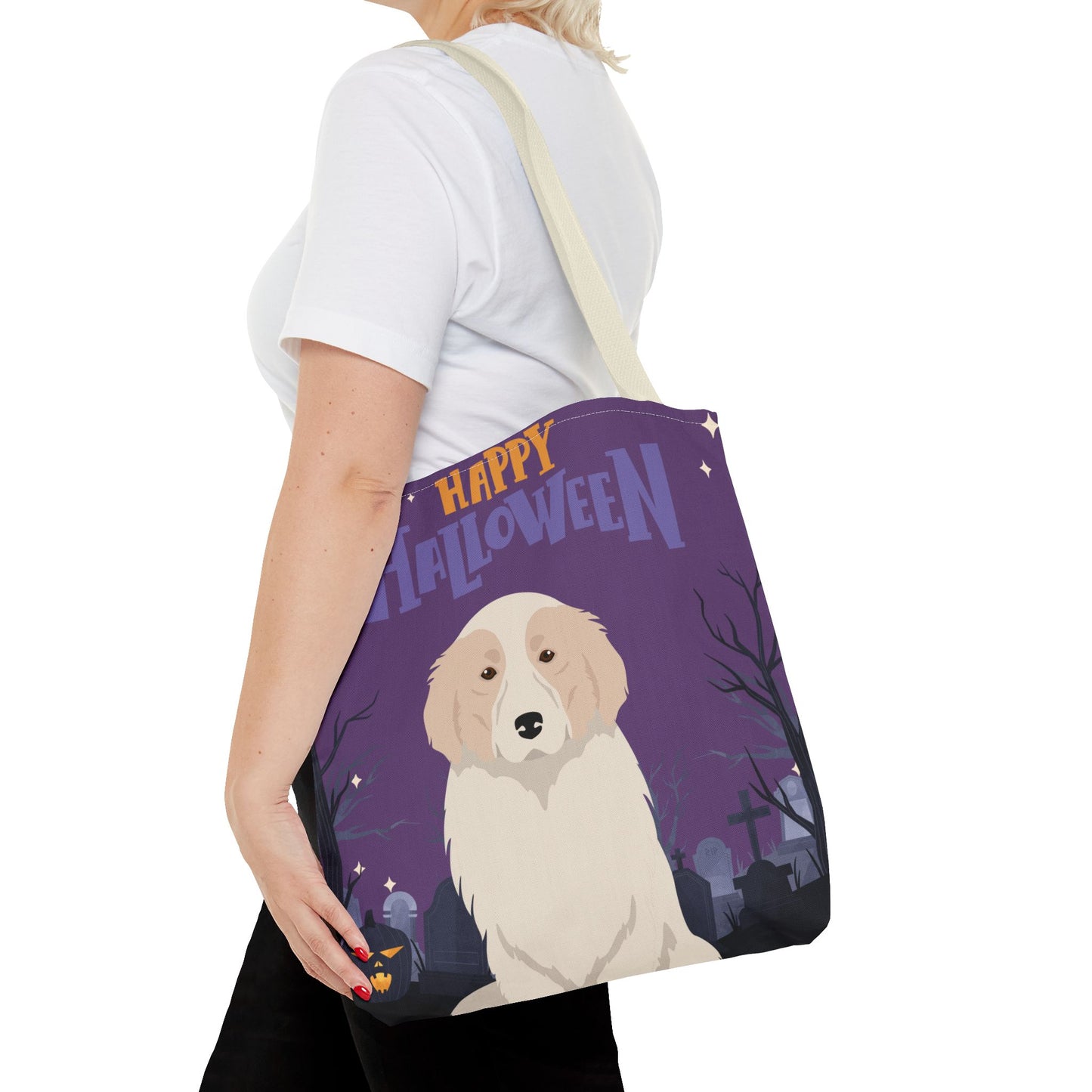 Great Pyrenees Dog Happy Halloween Tote Bag 16x16