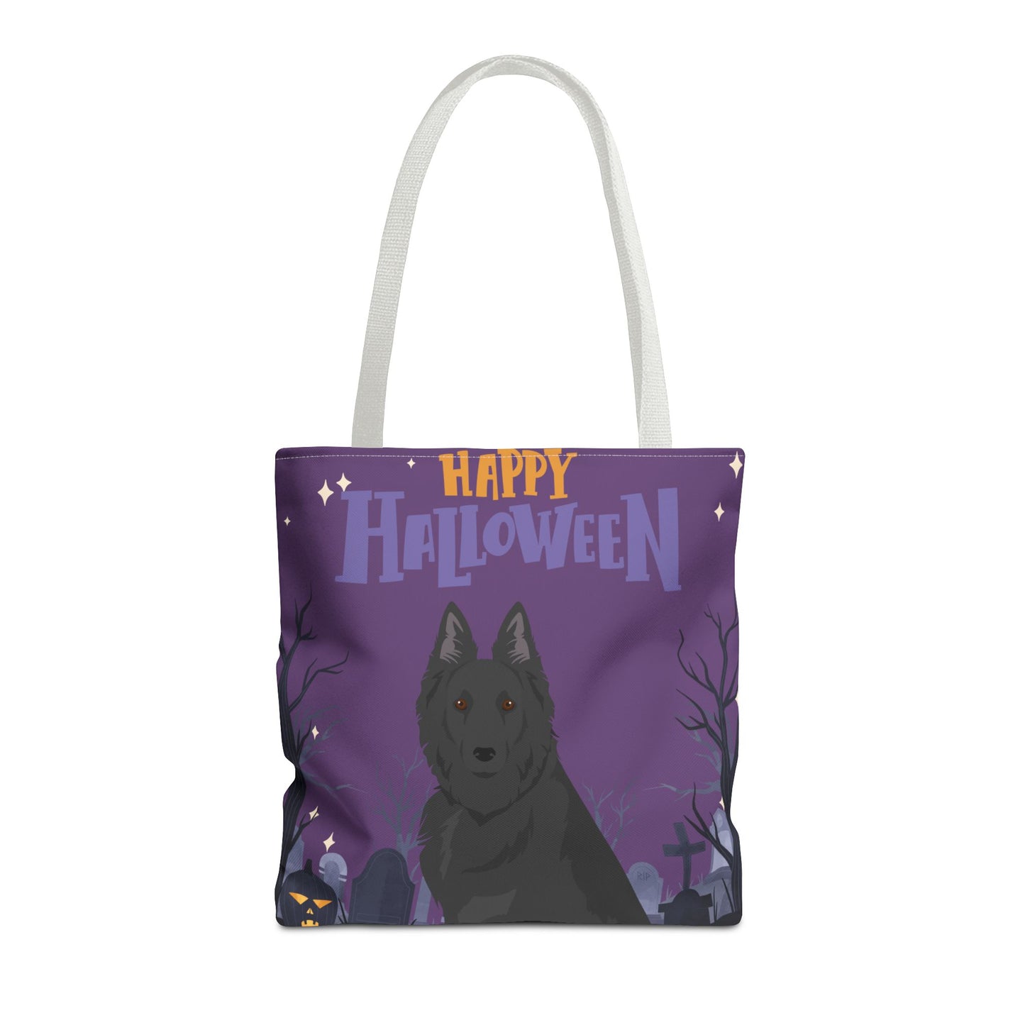 Belgain Sheepdog Dog Happy Halloween Tote Bag 16x16