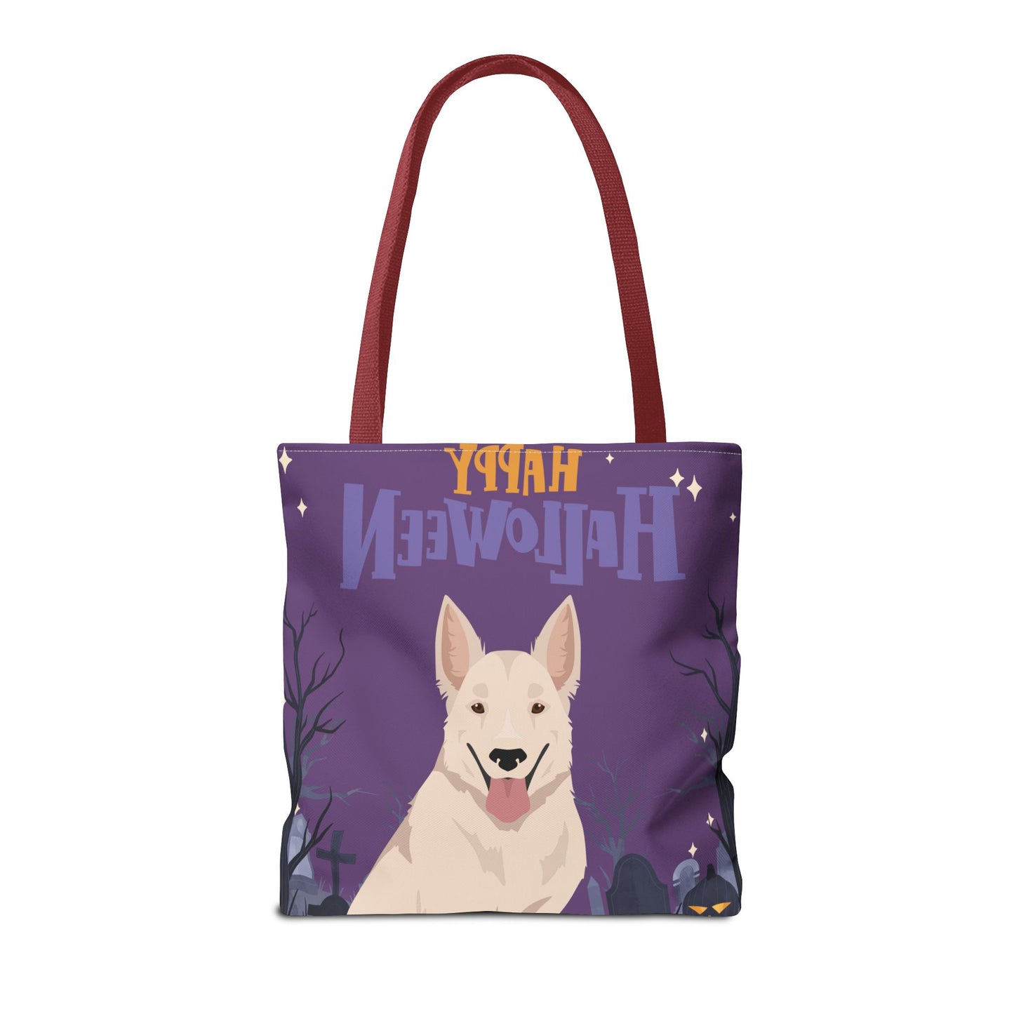 White Swiss Shepherd Dog Happy Halloween Tote Bag 16x16