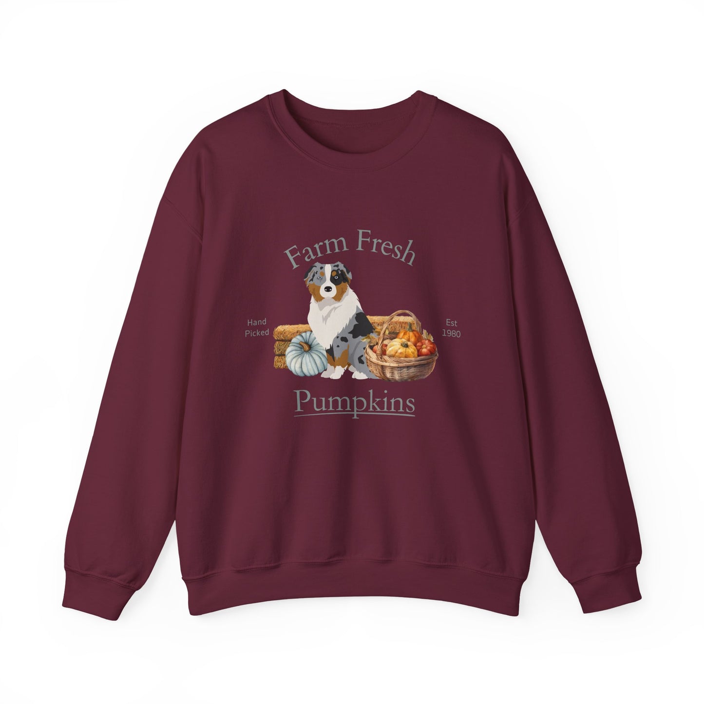 Australian Shepherd Dog Fall Farm Fresh Unisex Heavy Blend Crewneck Sweatshirt