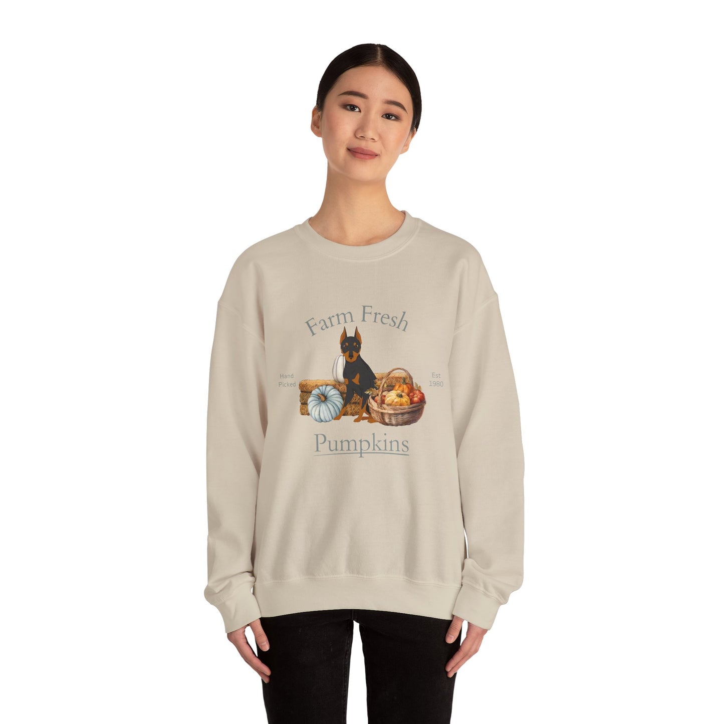 Miniature Pinscher Dog Fall Farm Fresh Unisex Heavy Blend Crewneck Sweatshirt