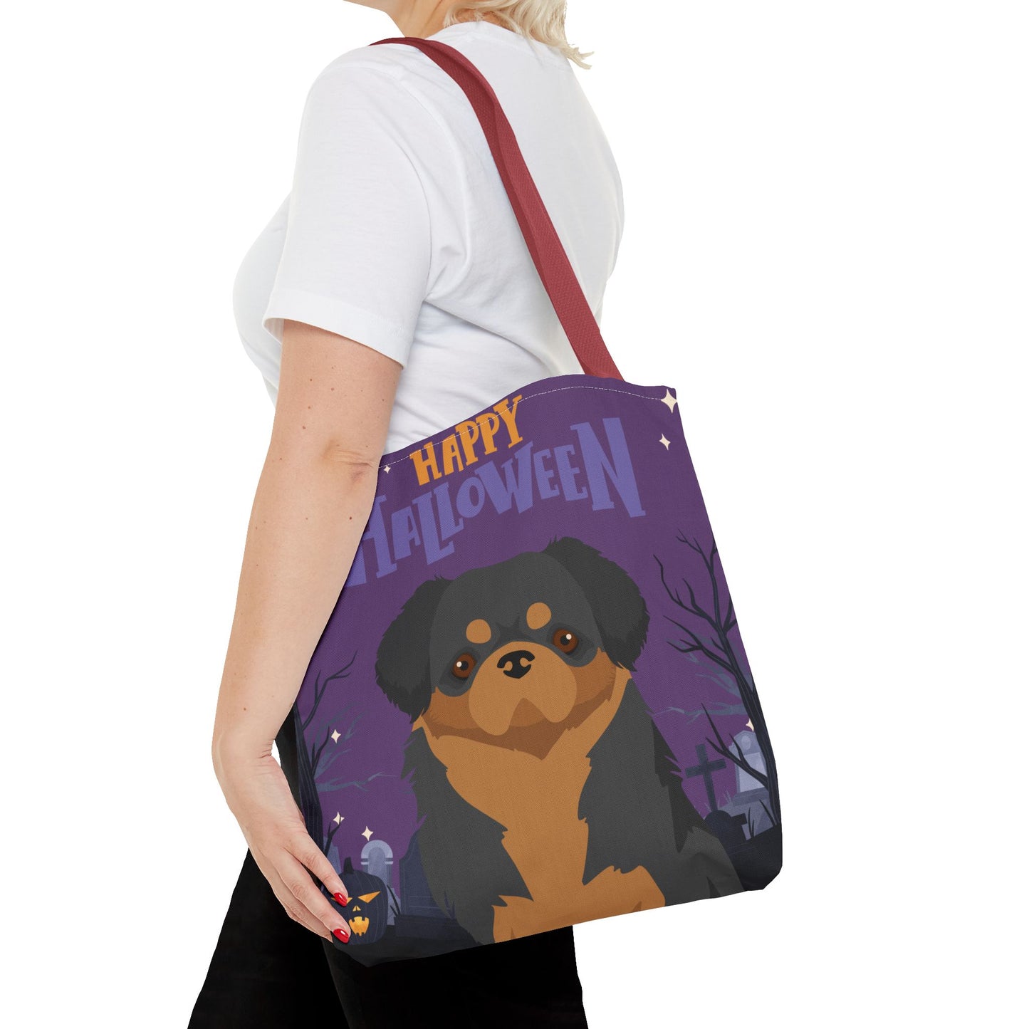 Tibetan Spaniel Dog Happy Halloween Tote Bag 16x16