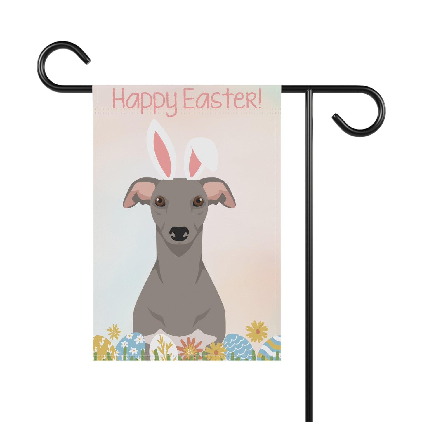 Whippet Dog Happy Easter Garden Flag