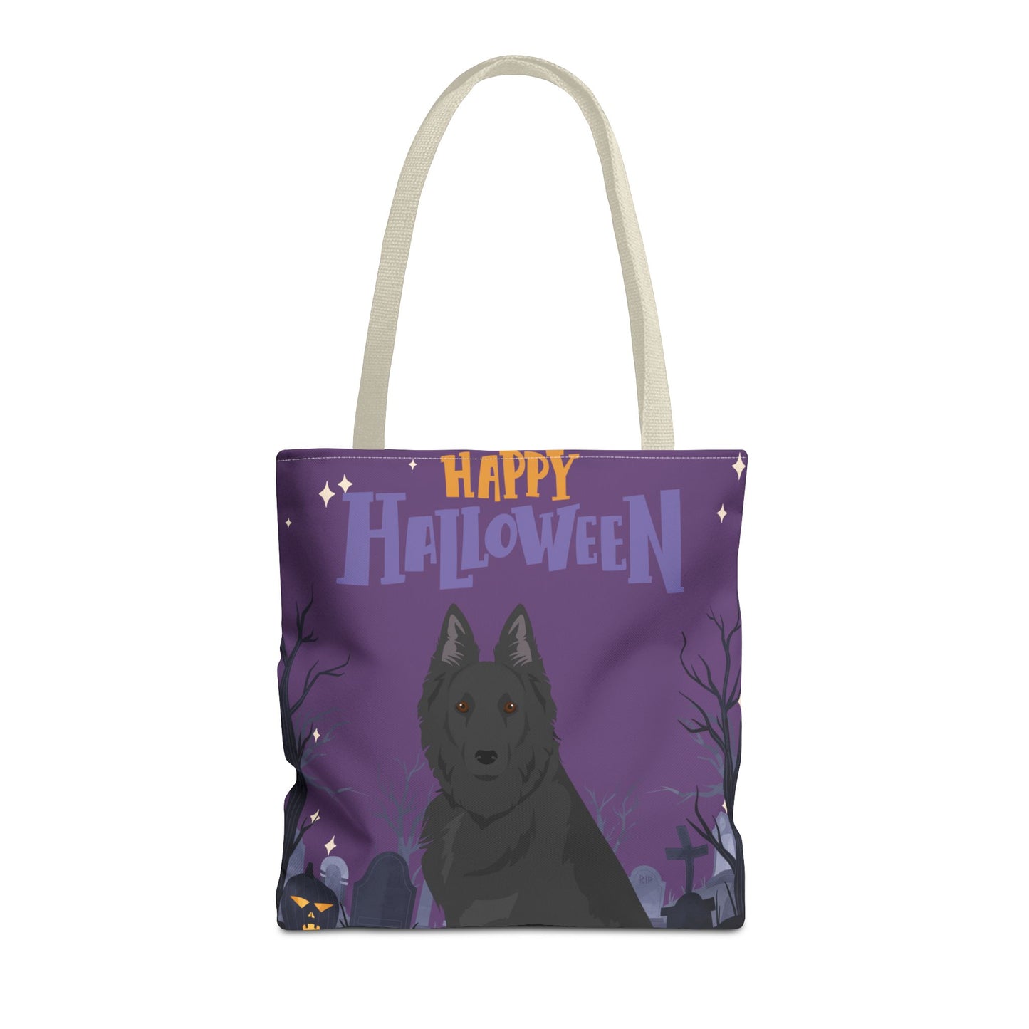 Belgain Sheepdog Dog Happy Halloween Tote Bag 16x16