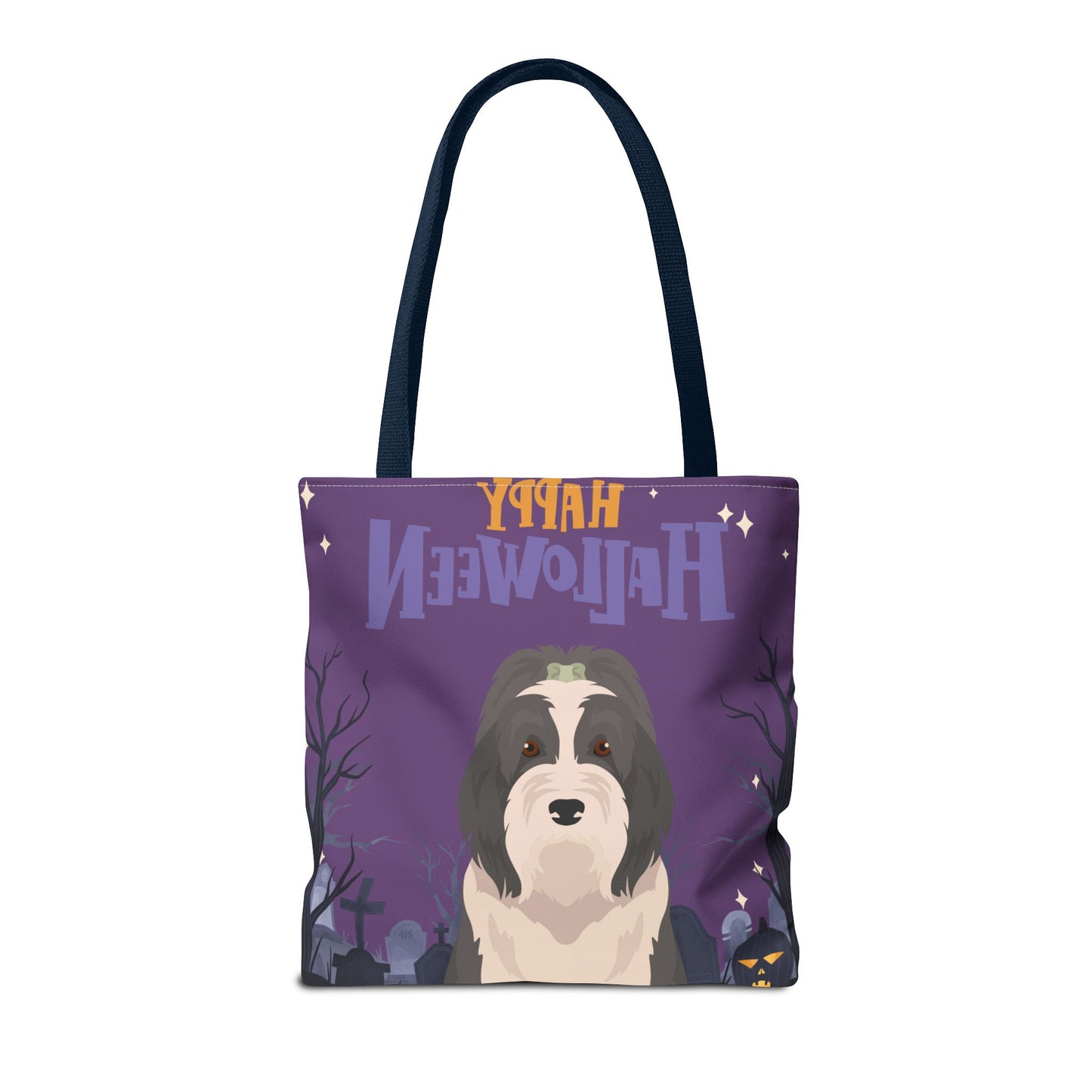 Bearded Collie Dog Happy Halloween Tote Bag 16x16