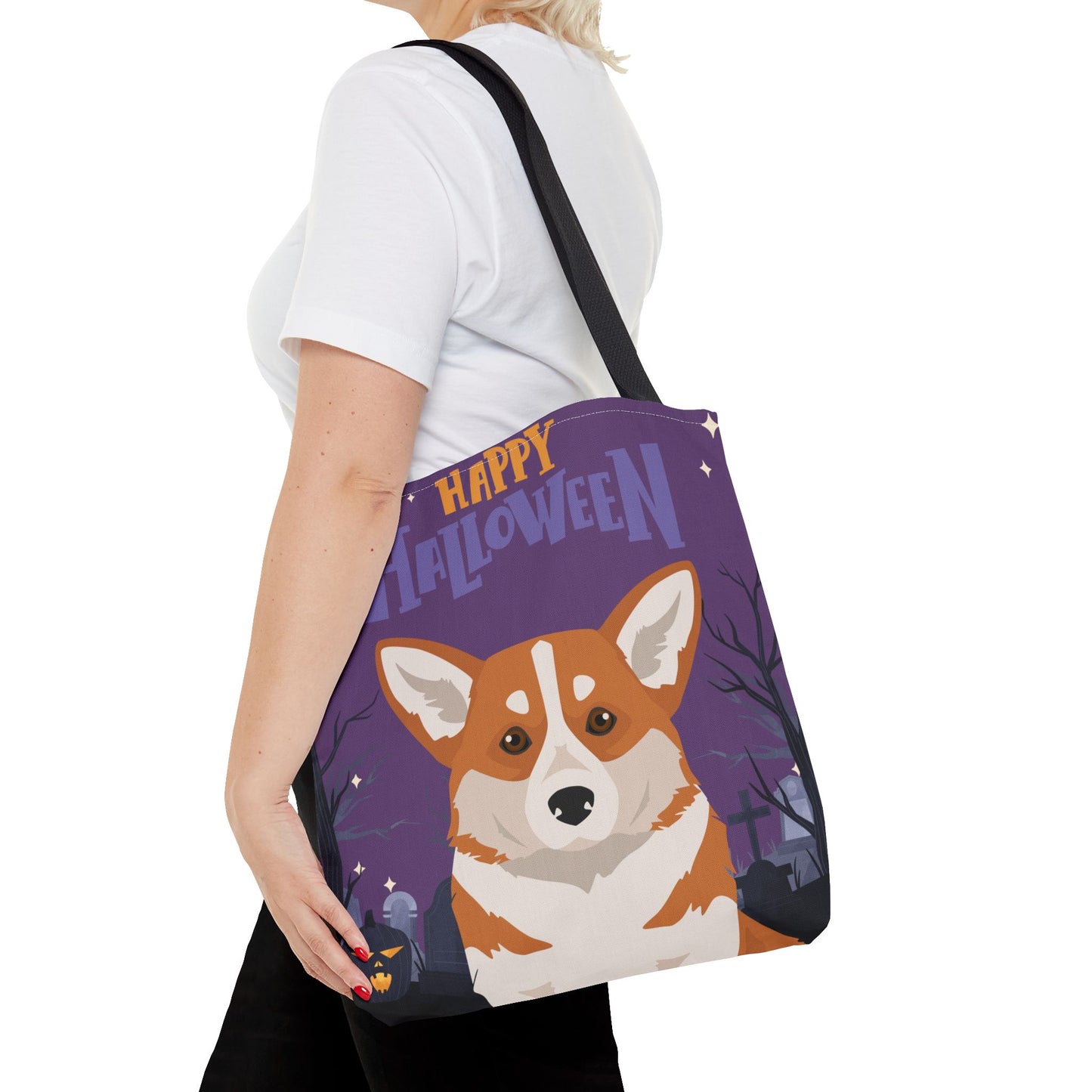 Pembroke Welsh Corgi Dog Happy Halloween Tote Bag 16x16