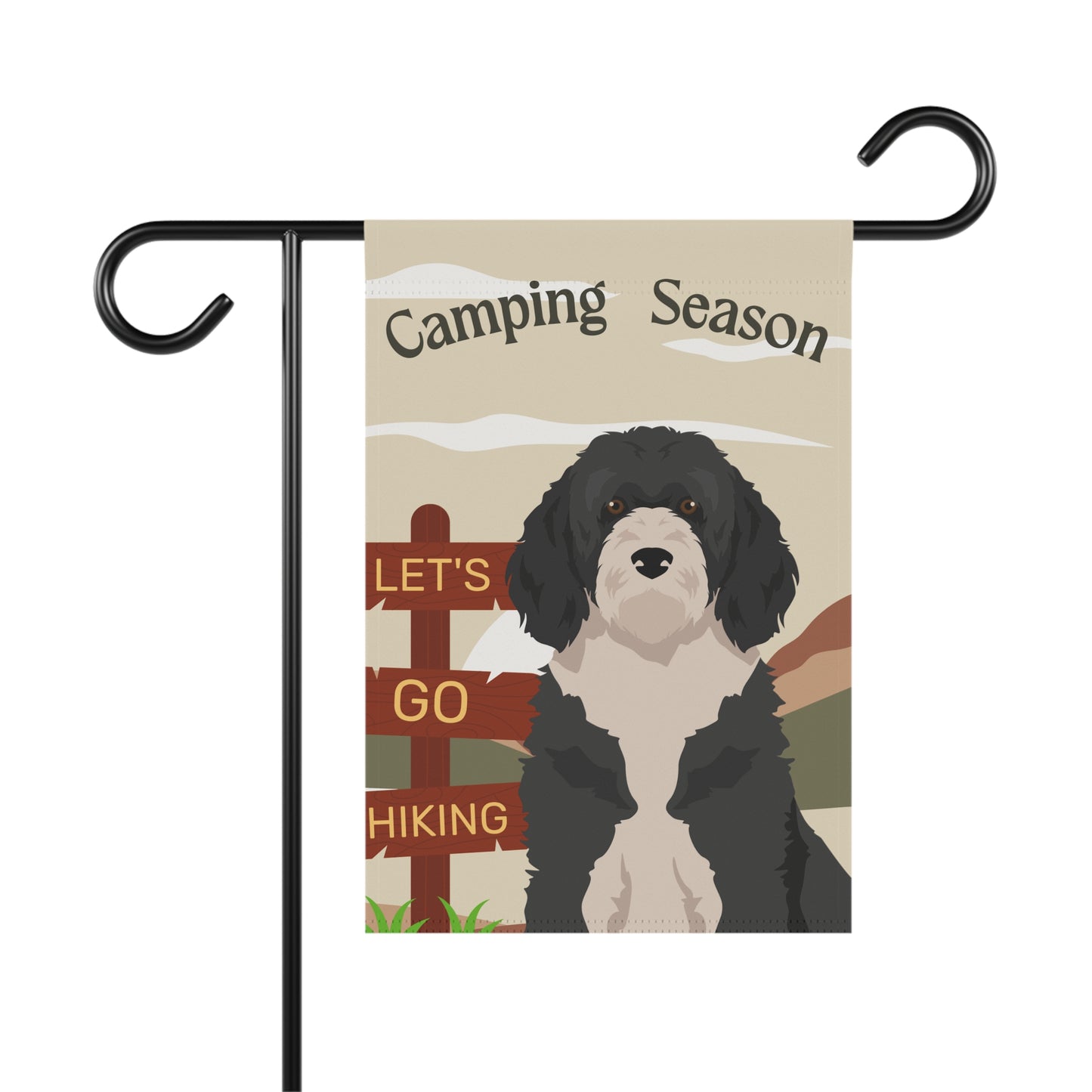 Portuguese Water Dog Camping Garden Flag