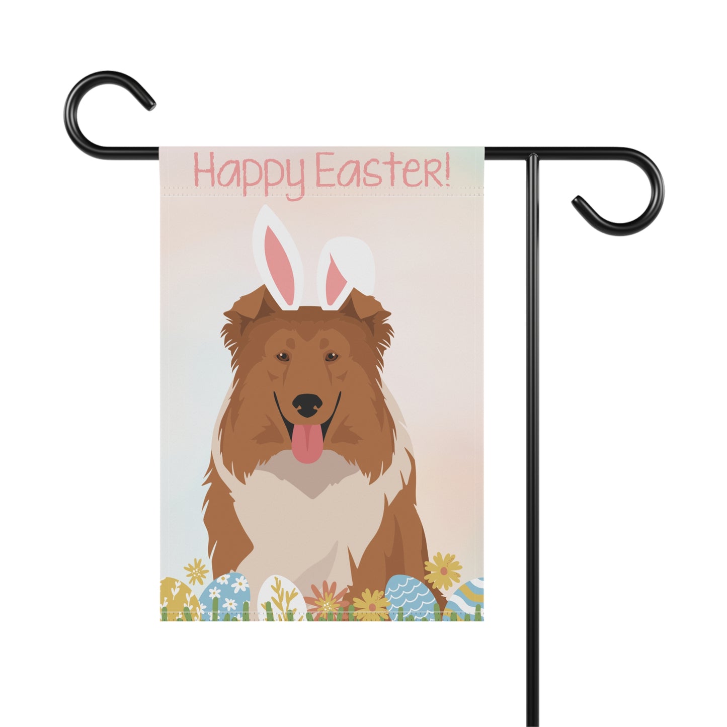 Collie Dog Happy Easter Garden Flag