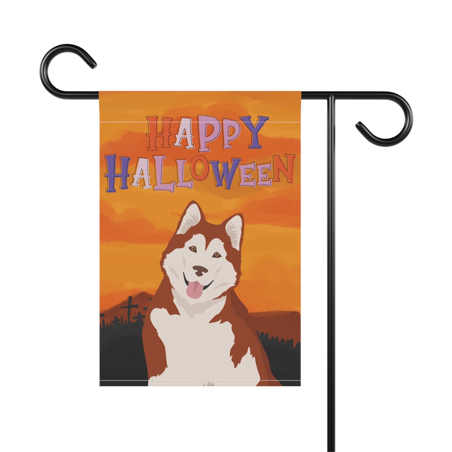 Alaskan Malamute Dog Halloween Garden Flag