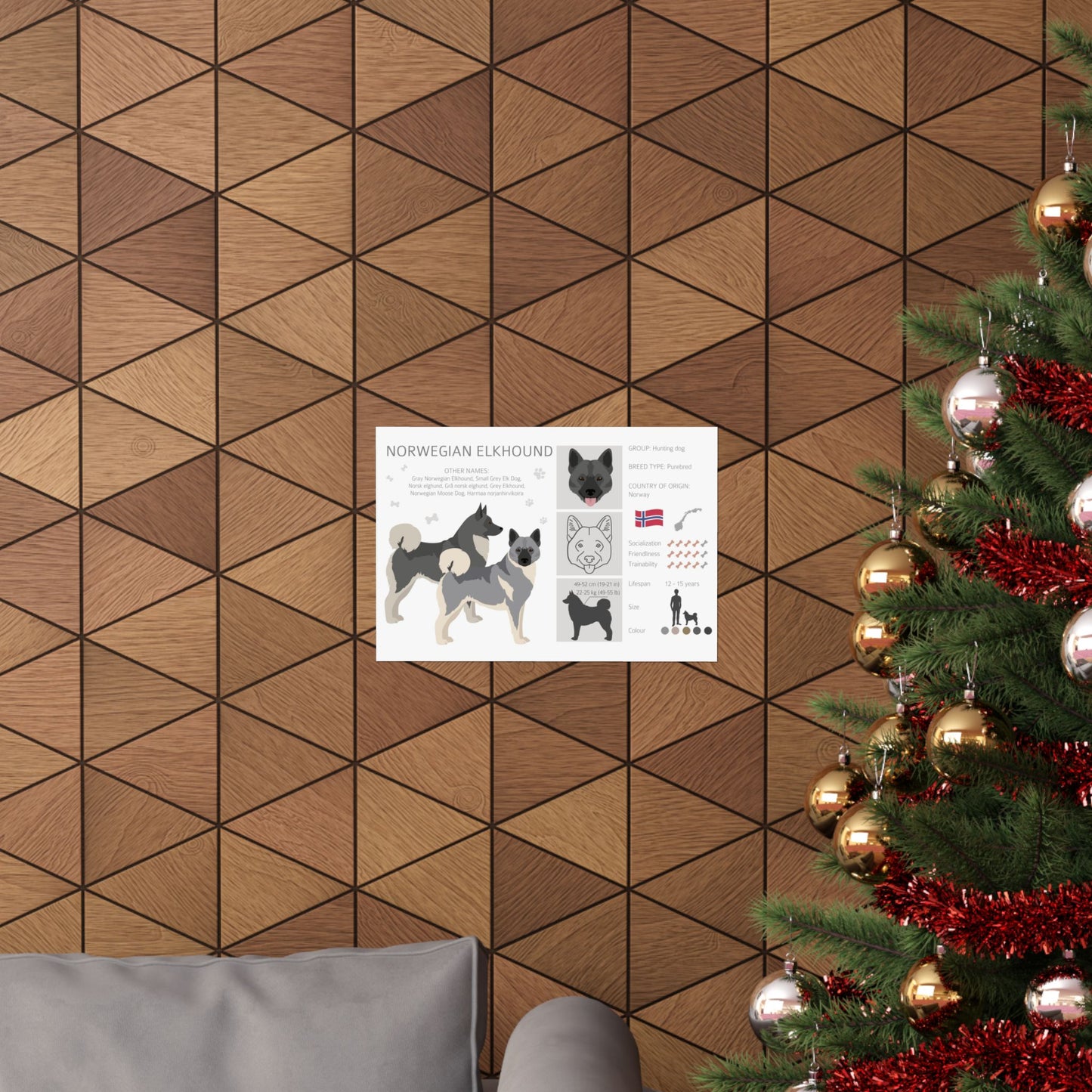 Norwegian Elkhound Dog Matte Horizontal Posters 16X11