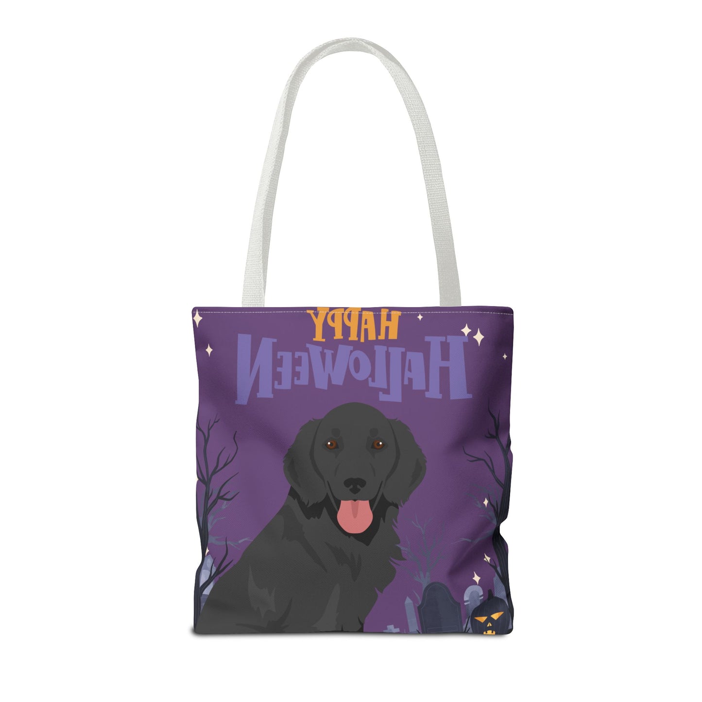 Flat Coated Retriever Dog Happy Halloween Tote Bag 16x16