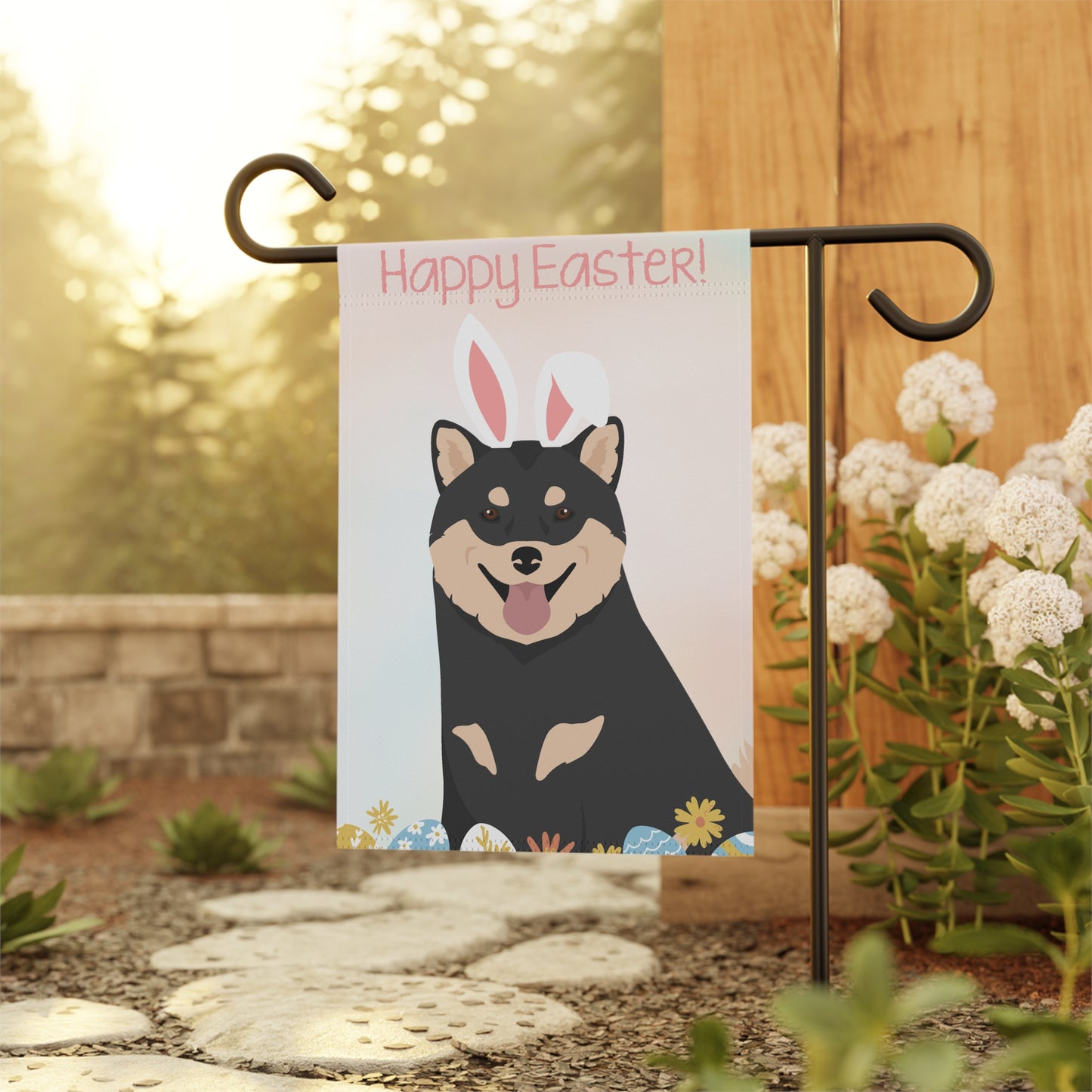 Shiba Inu Dog Happy Easter Garden Flag