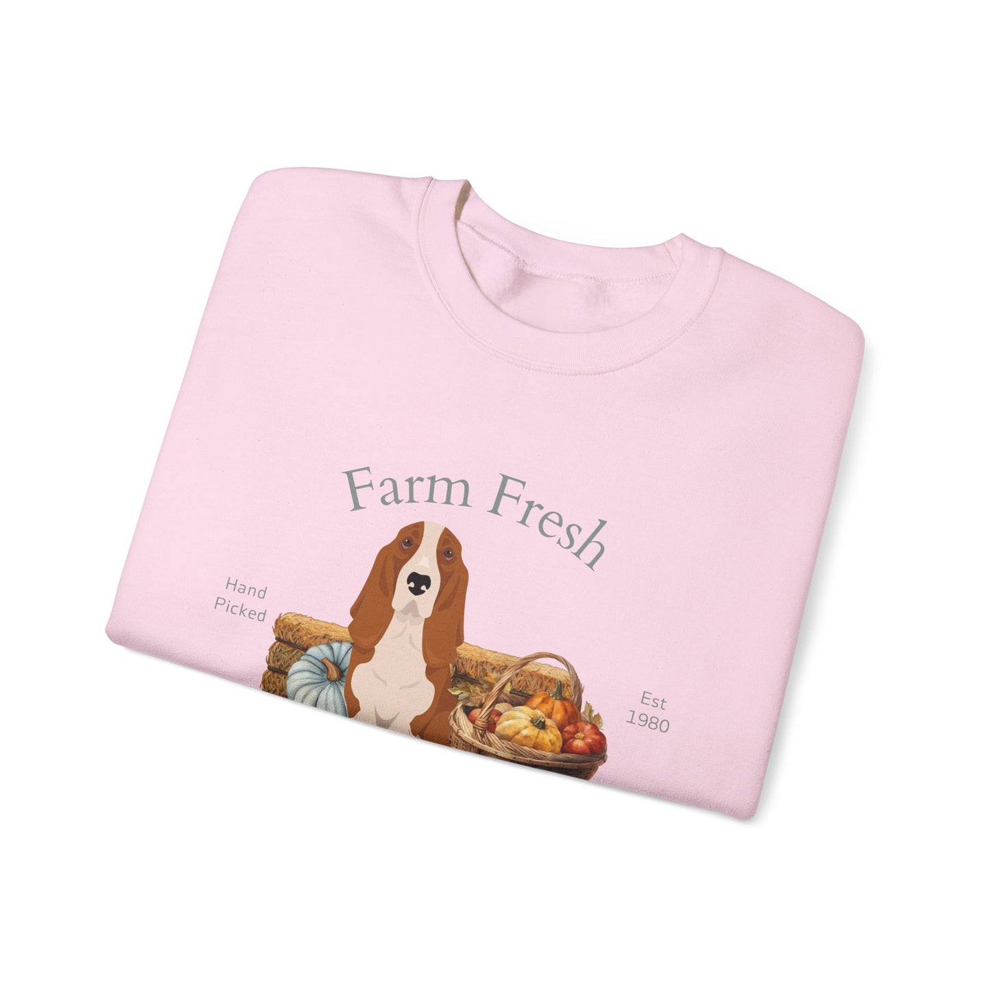 Basset Hound Dog Fall Farm Fresh Unisex Heavy Blend Crewneck Sweatshirt