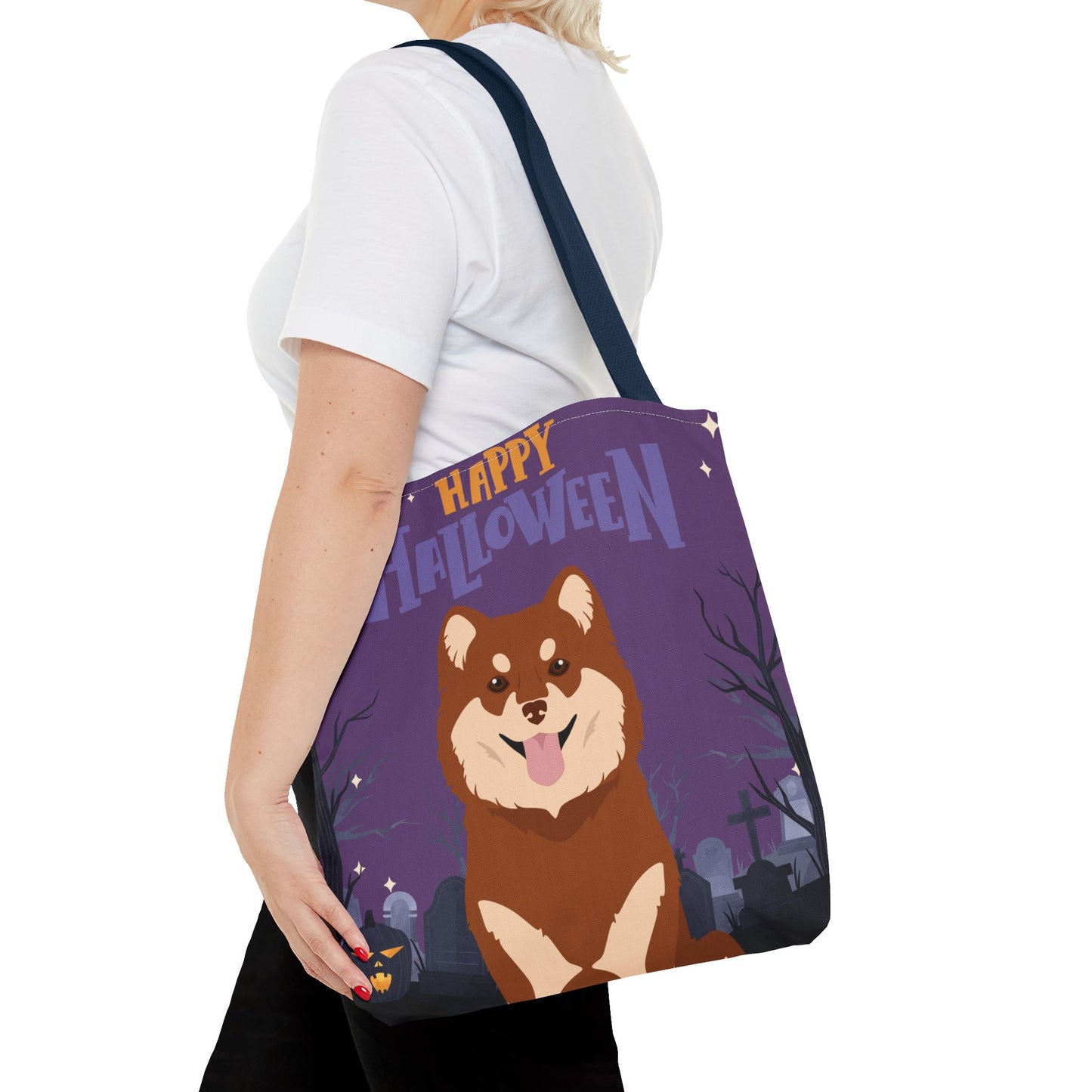Finnish Lapphund Dog Happy Halloween Tote Bag 16x16
