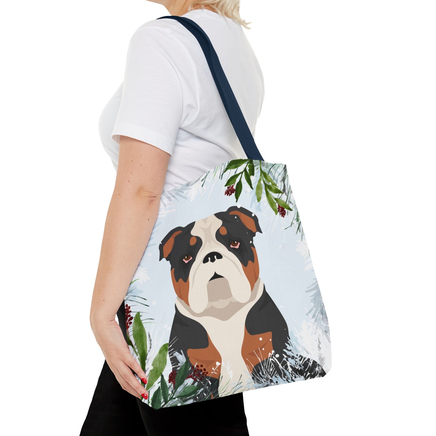 Bulldog Dog Christmas Holiday Tote Bag 16x16