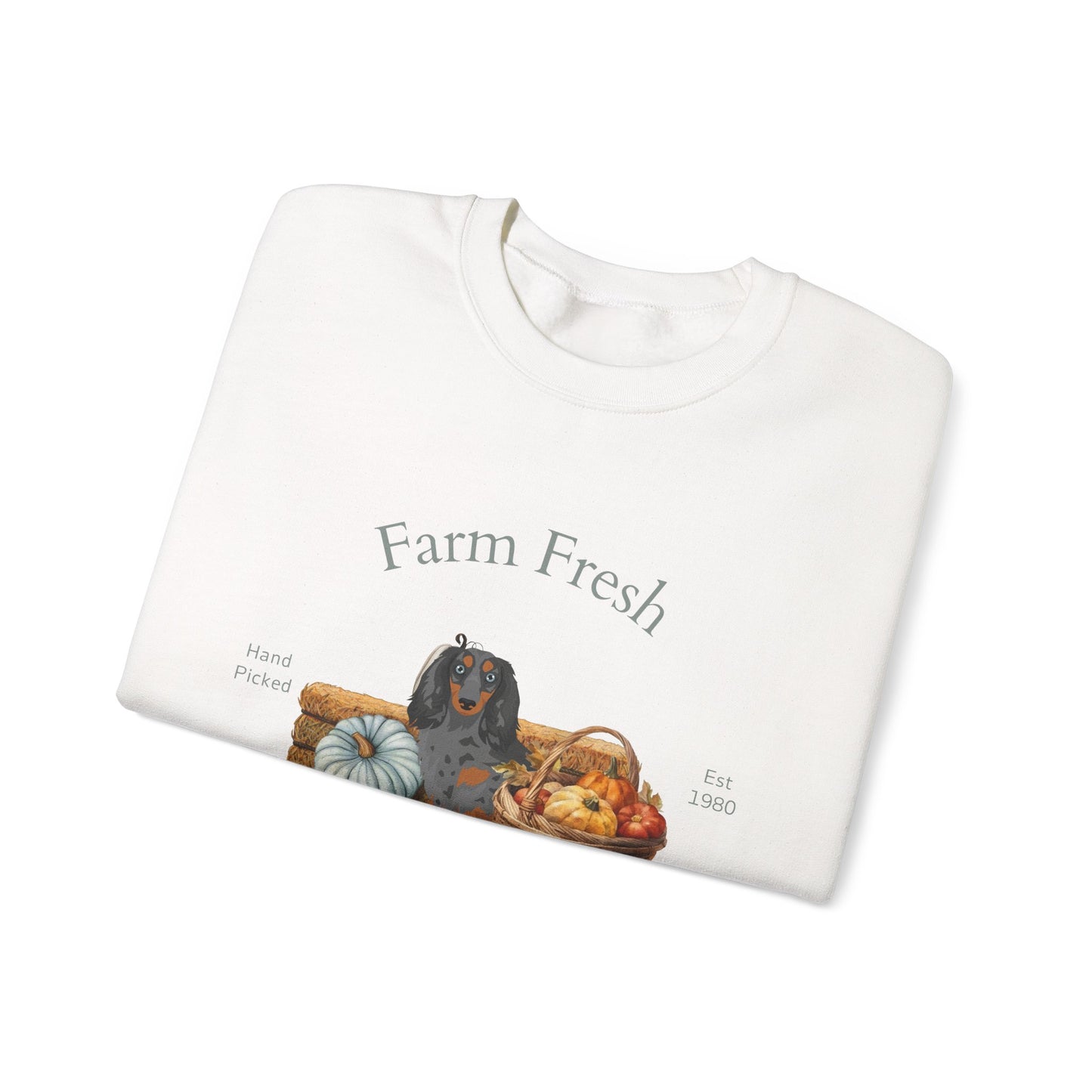 Dachshund Dog Fall Farm Fresh Unisex Heavy Blend Crewneck Sweatshirt