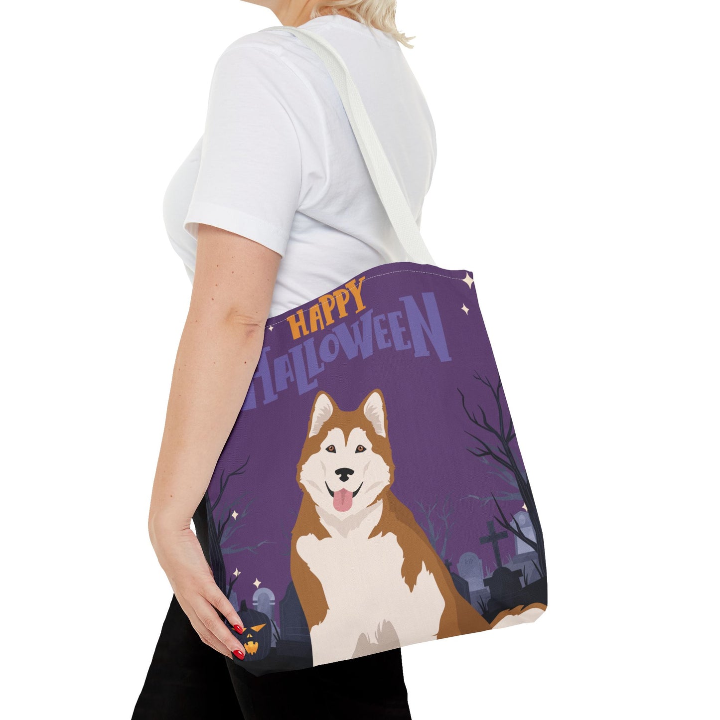 Alaskan Malamute Dog Happy Halloween Tote Bag 16x16