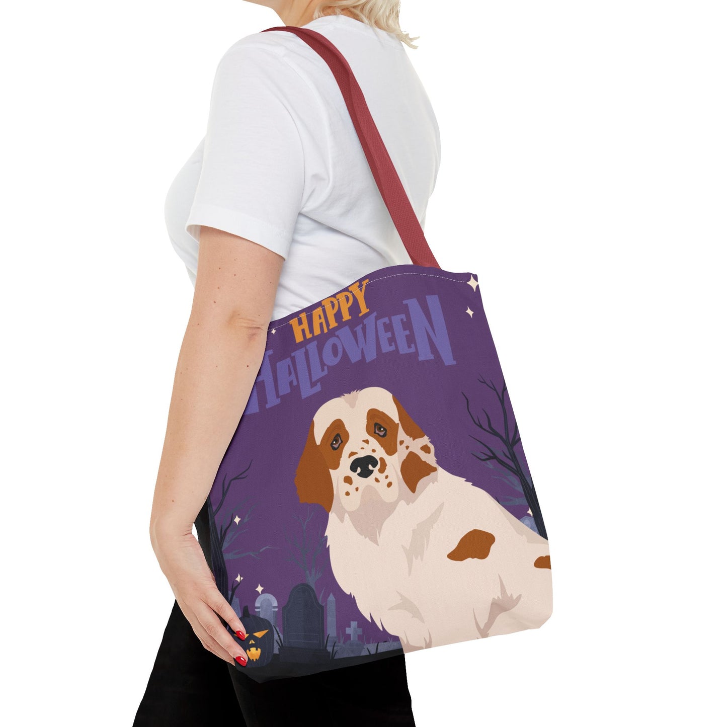 Clumber Spaniel Dog Happy Halloween Tote Bag 16x16