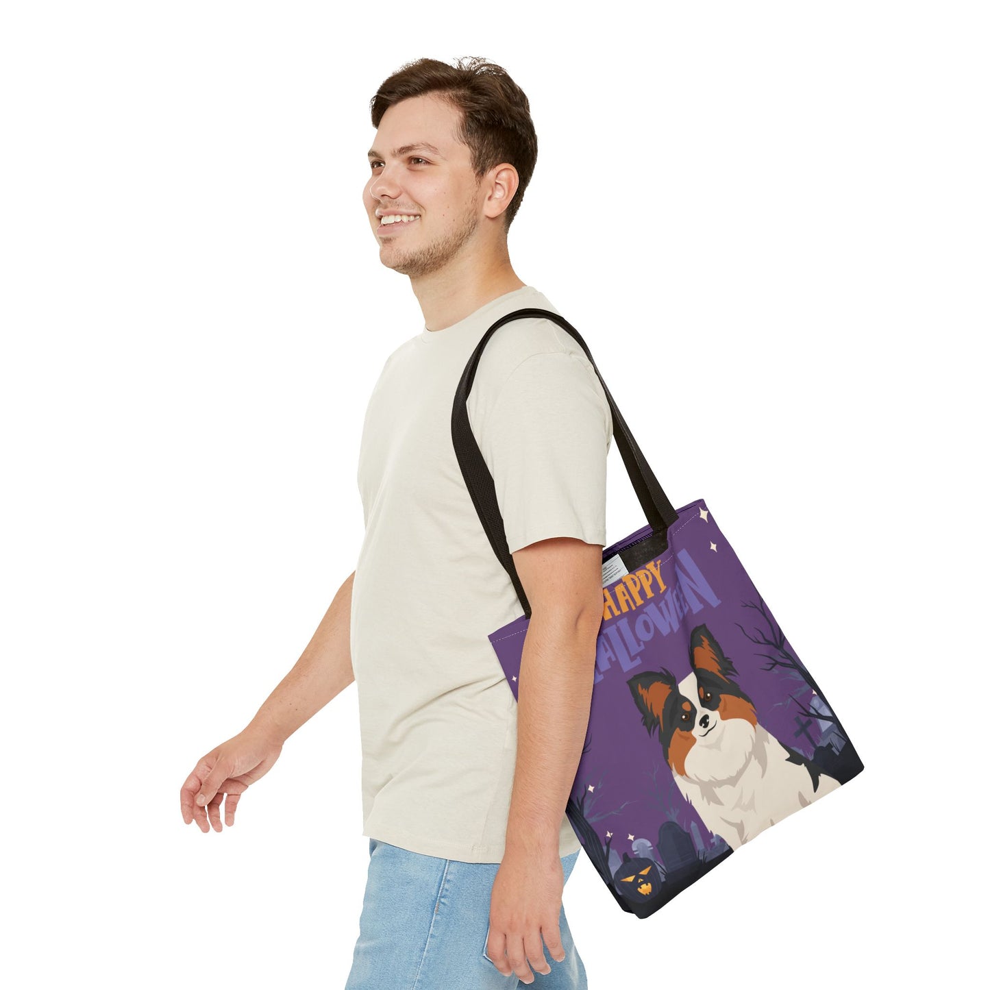 Papillon Dog Happy Halloween Tote Bag 16x16