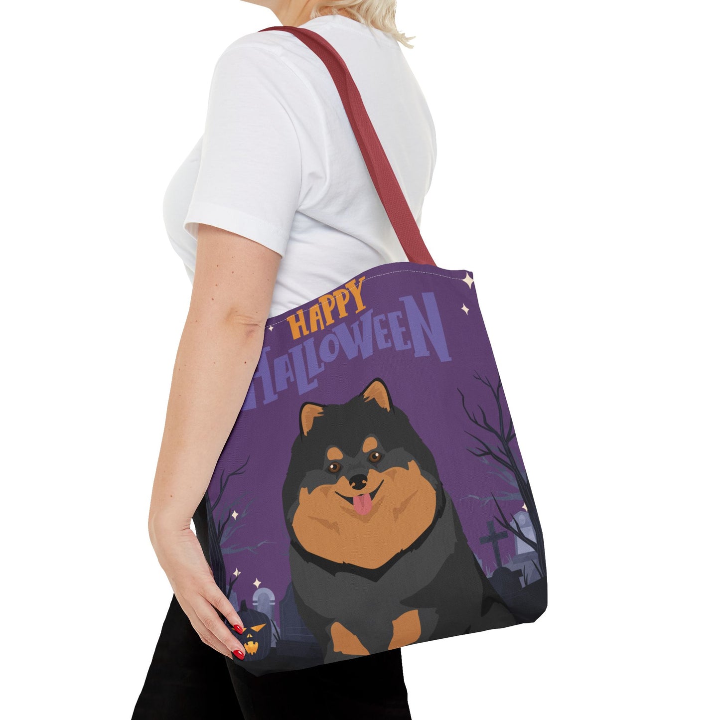 Pomeranian Dog Happy Halloween Tote Bag 16x16