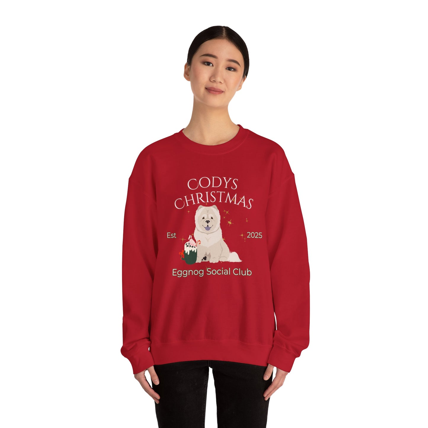 Chow Chow Dog Christmas Social Club Unisex Heavy Blend Crewneck Sweatshirt Custom Name