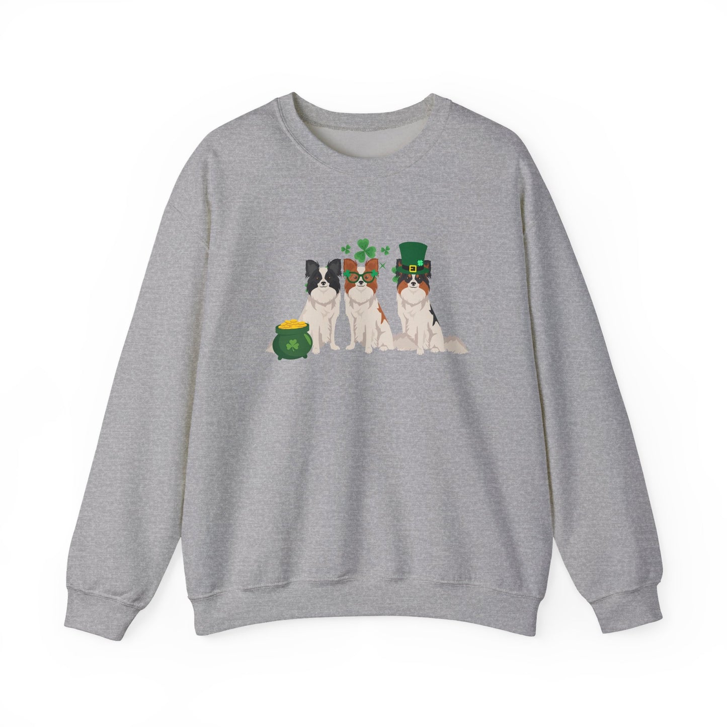 Papillon Dog St Patricks Day Unisex Heavy Blend Crewneck Sweatshirt, St Pattys day, Cute Dog Mom Gift