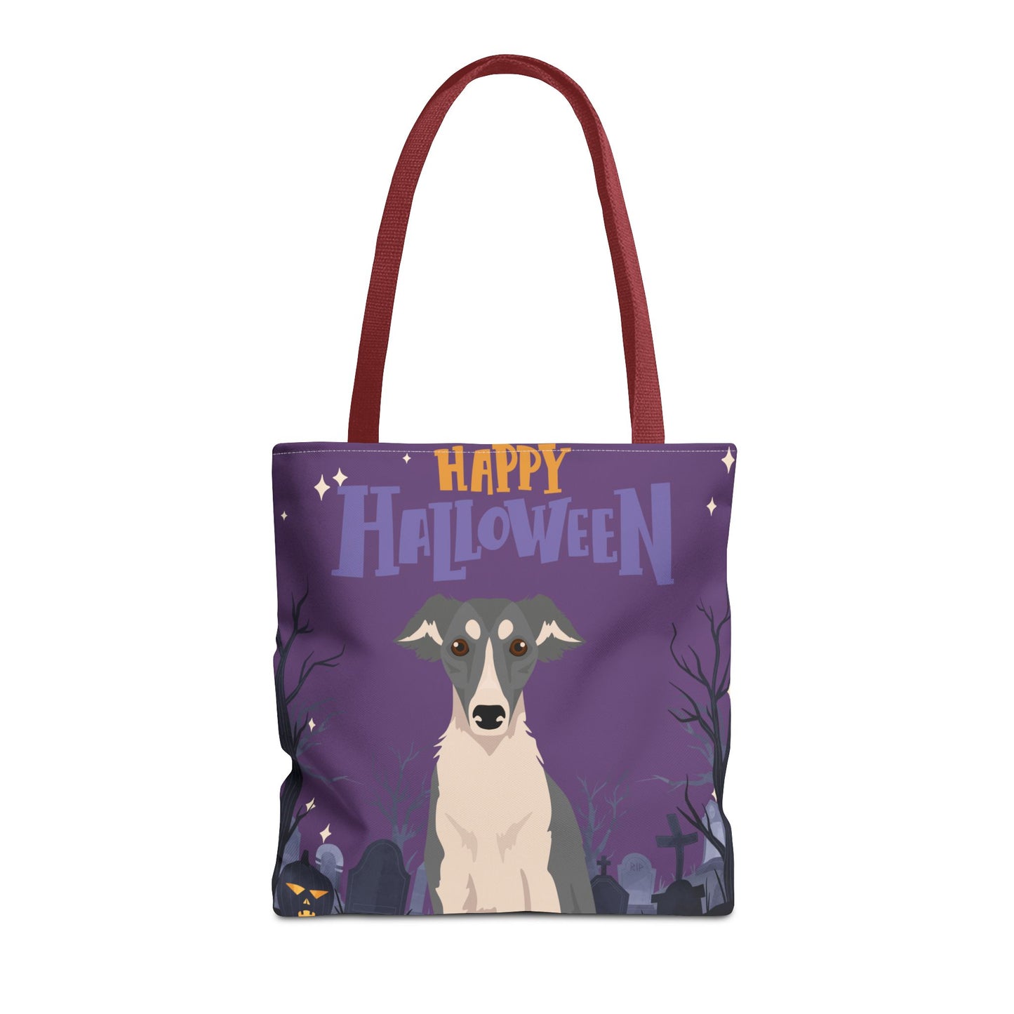 Silken Windhound Dog Happy Halloween Tote Bag 16x16
