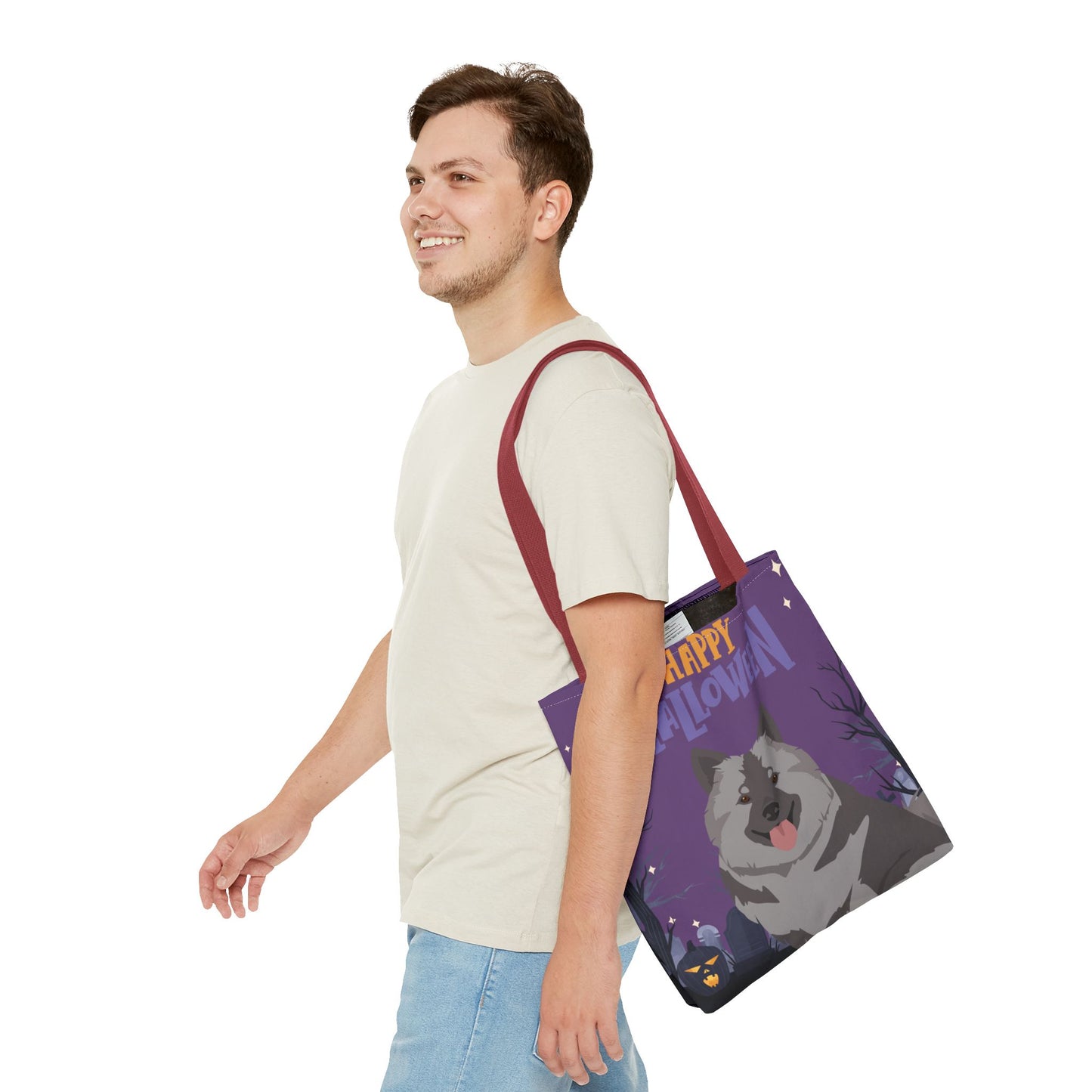 Keeshound Dog Happy Halloween Tote Bag 16x16