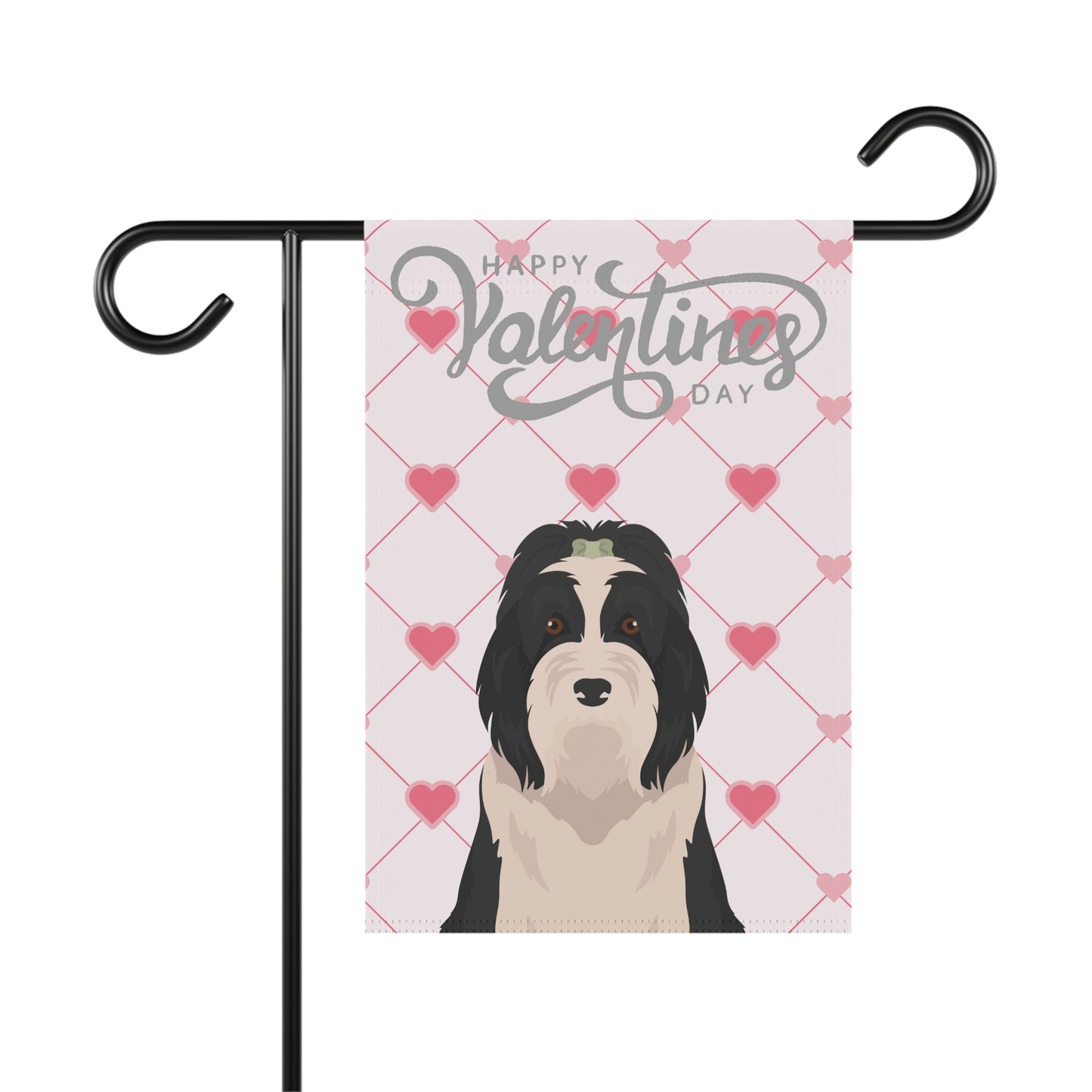 Bearded Collie Valentines Day Garden Flag