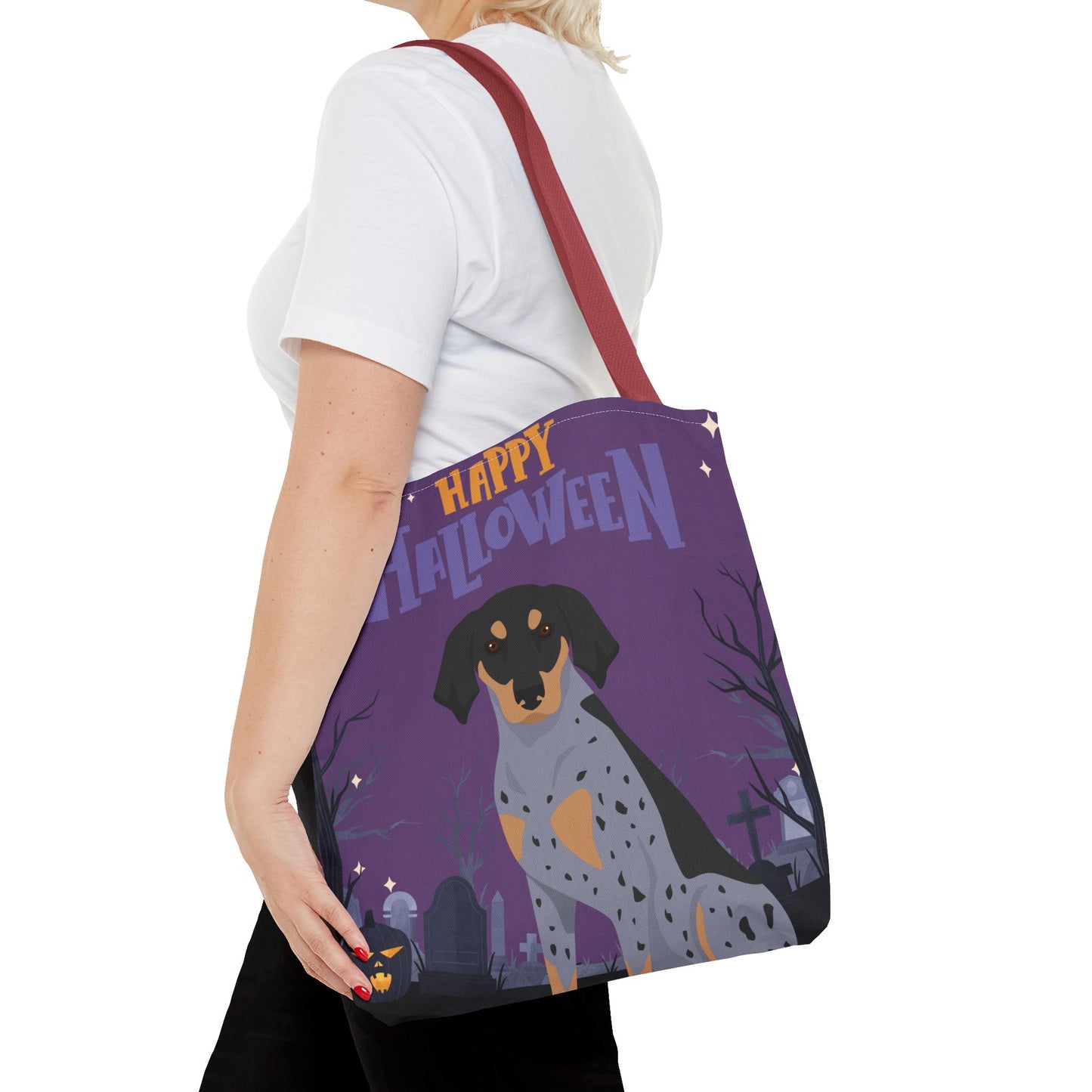 Bluetick Coonhound Dog Happy Halloween Tote Bag 16x16