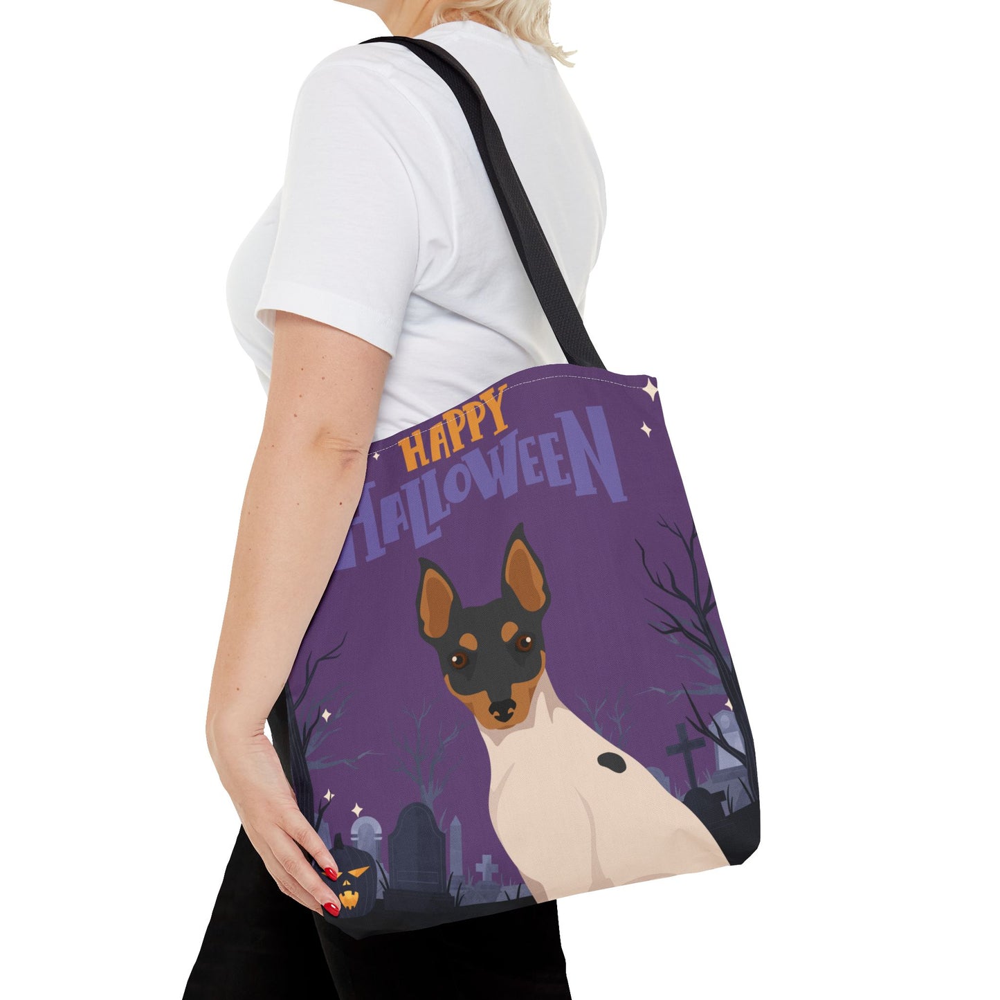 Toy Fox Terrier Dog Happy Halloween Tote Bag 16x16