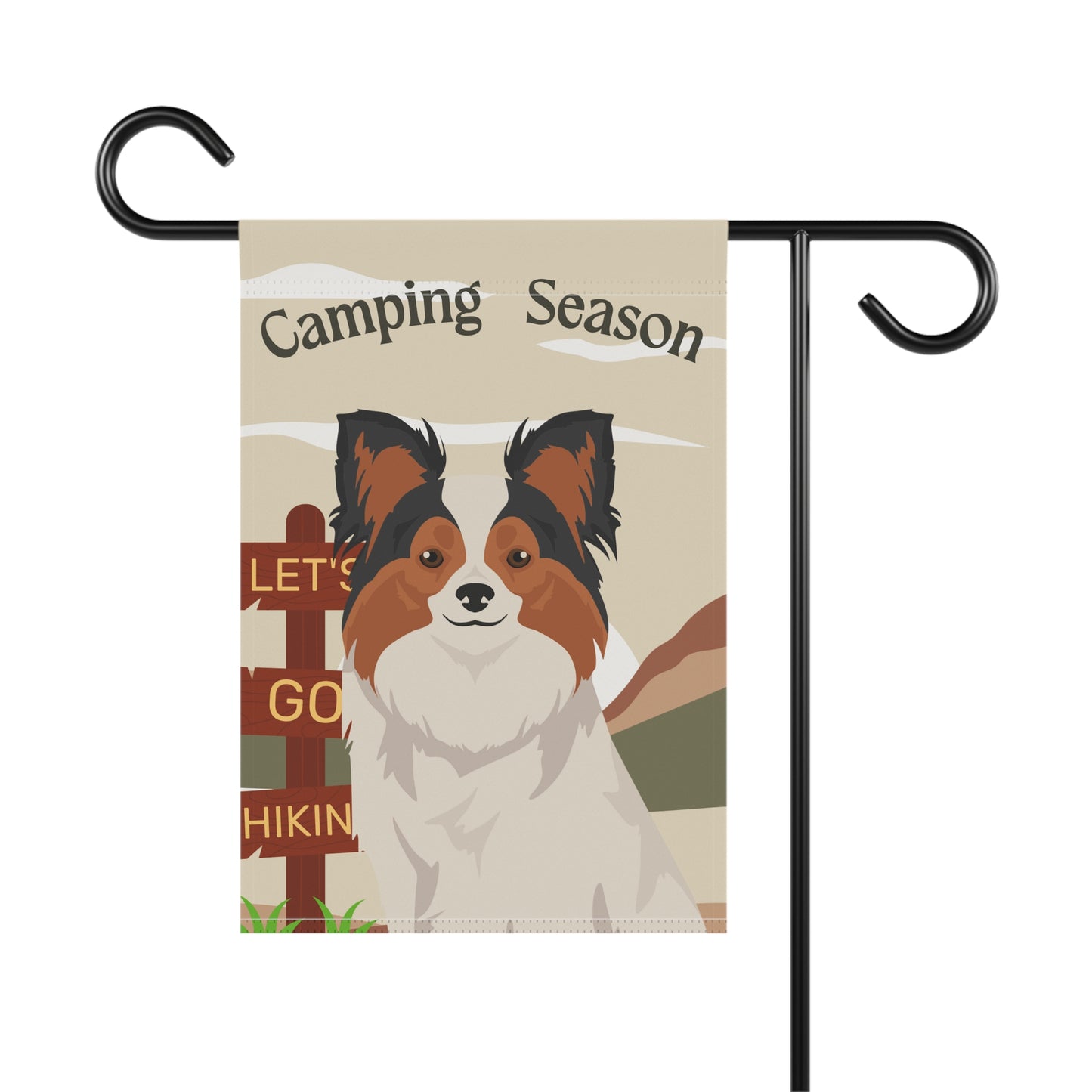 Papillon Dog Camping Garden Flag