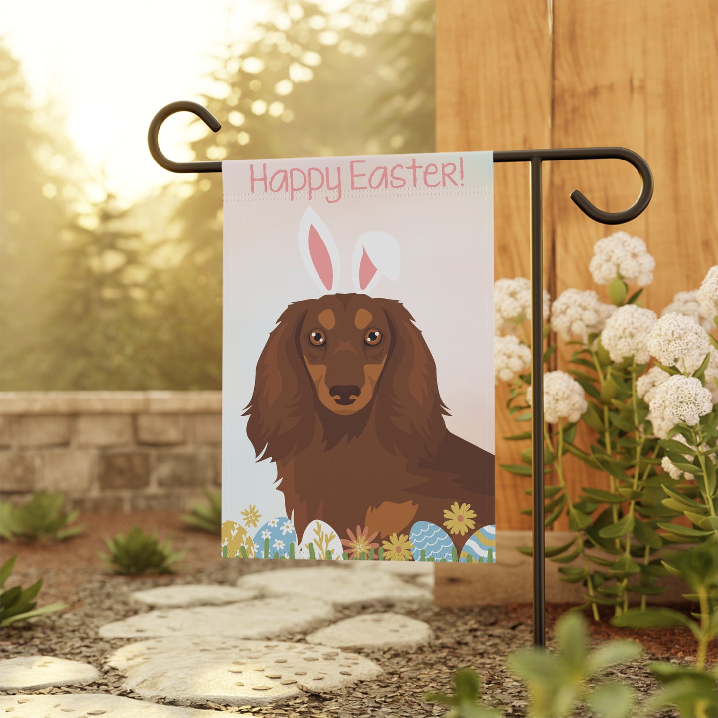 Dachshund Dog Happy Easter Garden Flag