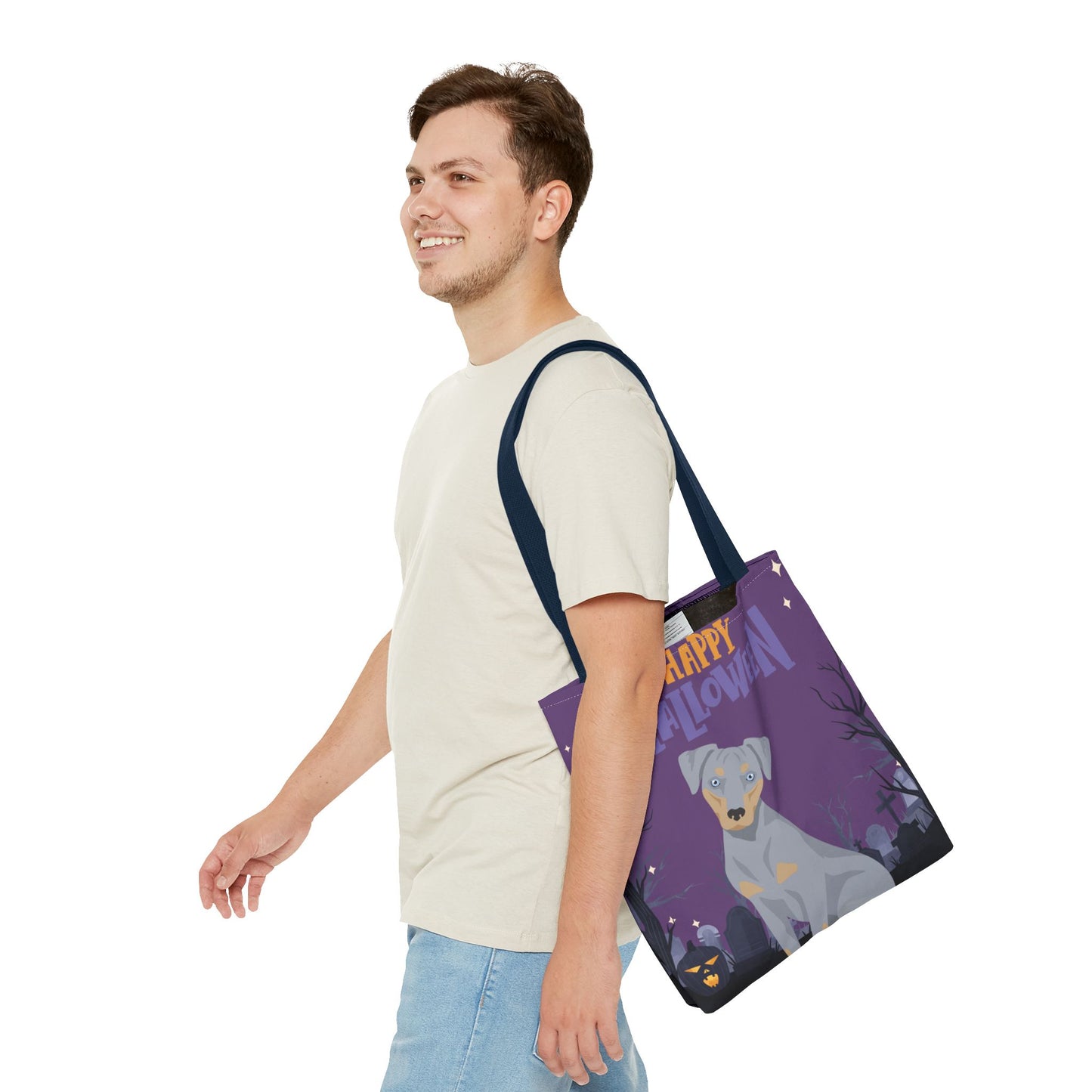 Blue Lacy Dog Happy Halloween Tote Bag 16x16
