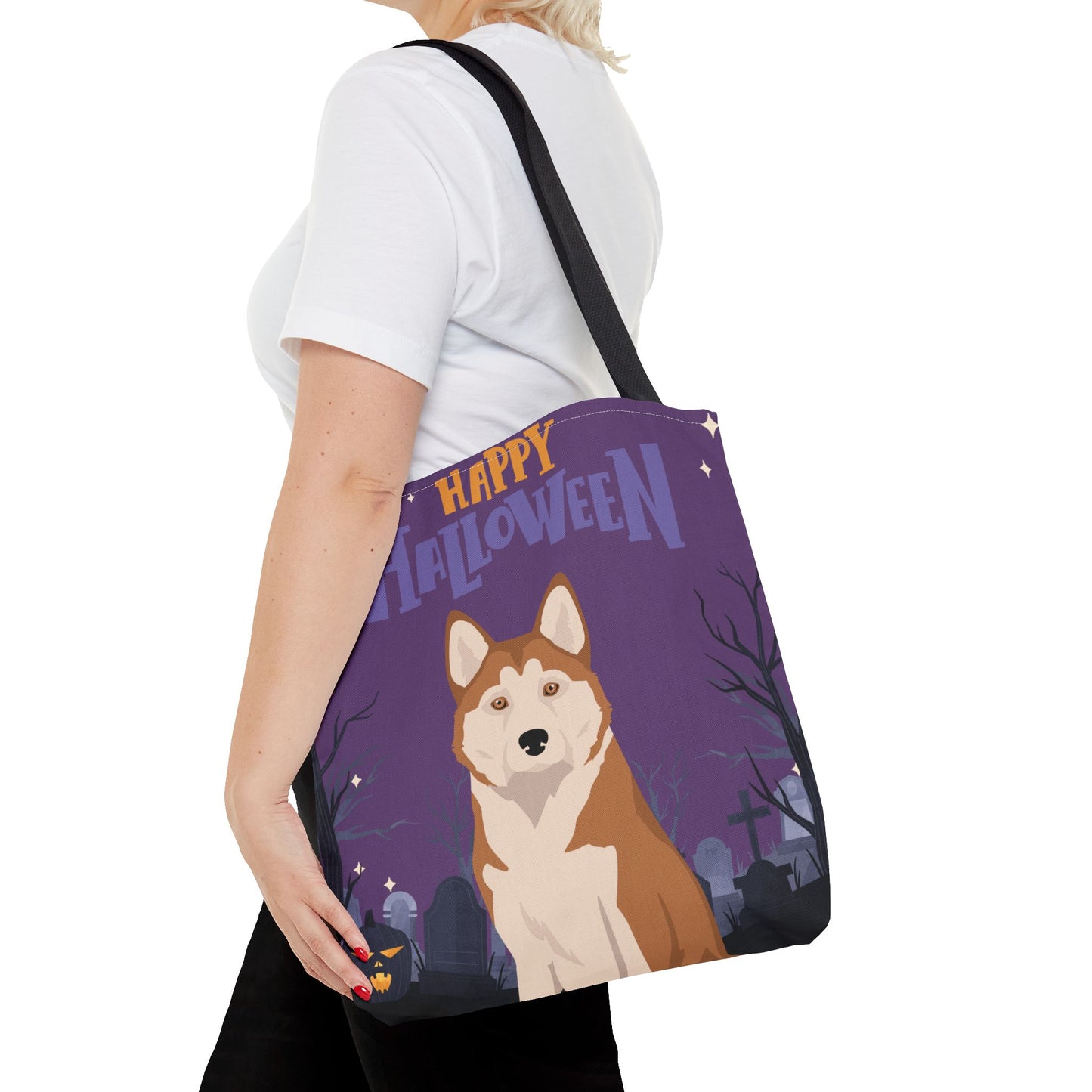 Alaskan Husky Dog Happy Halloween Tote Bag 16x16
