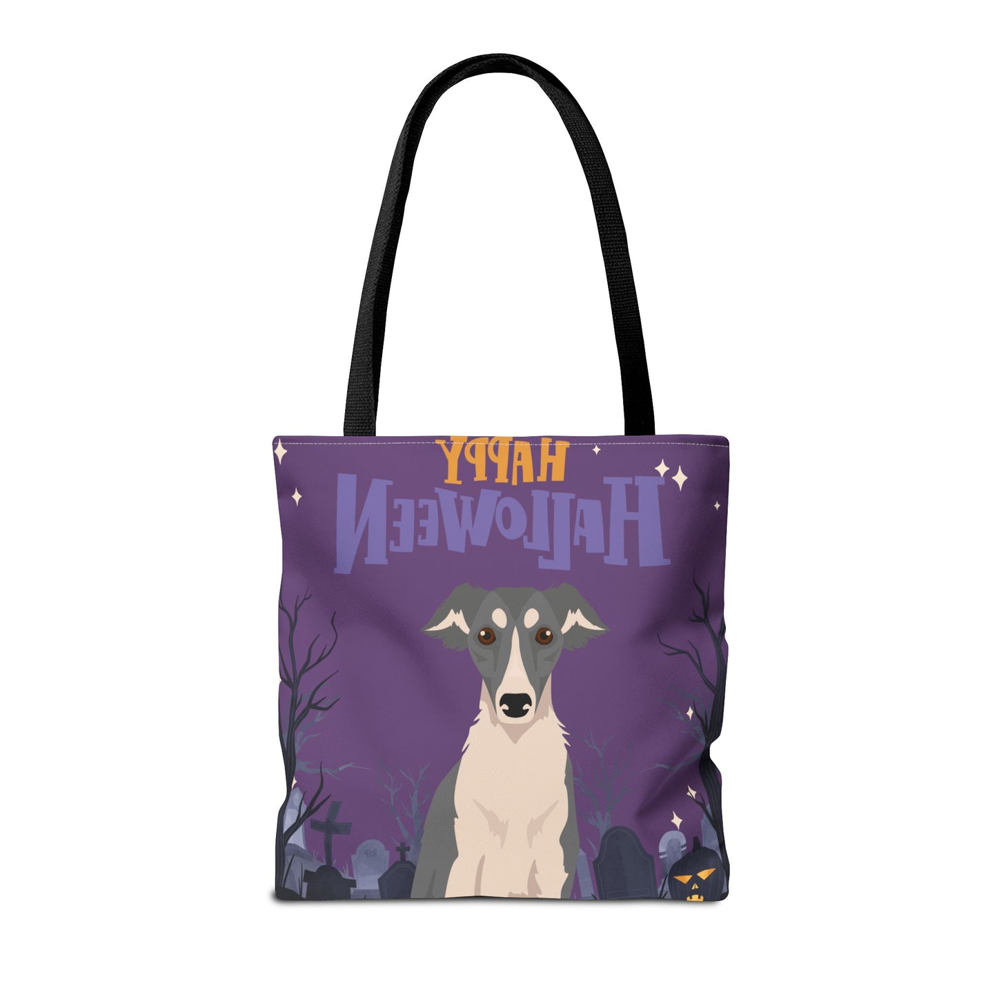 Silken Windhound Dog Happy Halloween Tote Bag 16x16