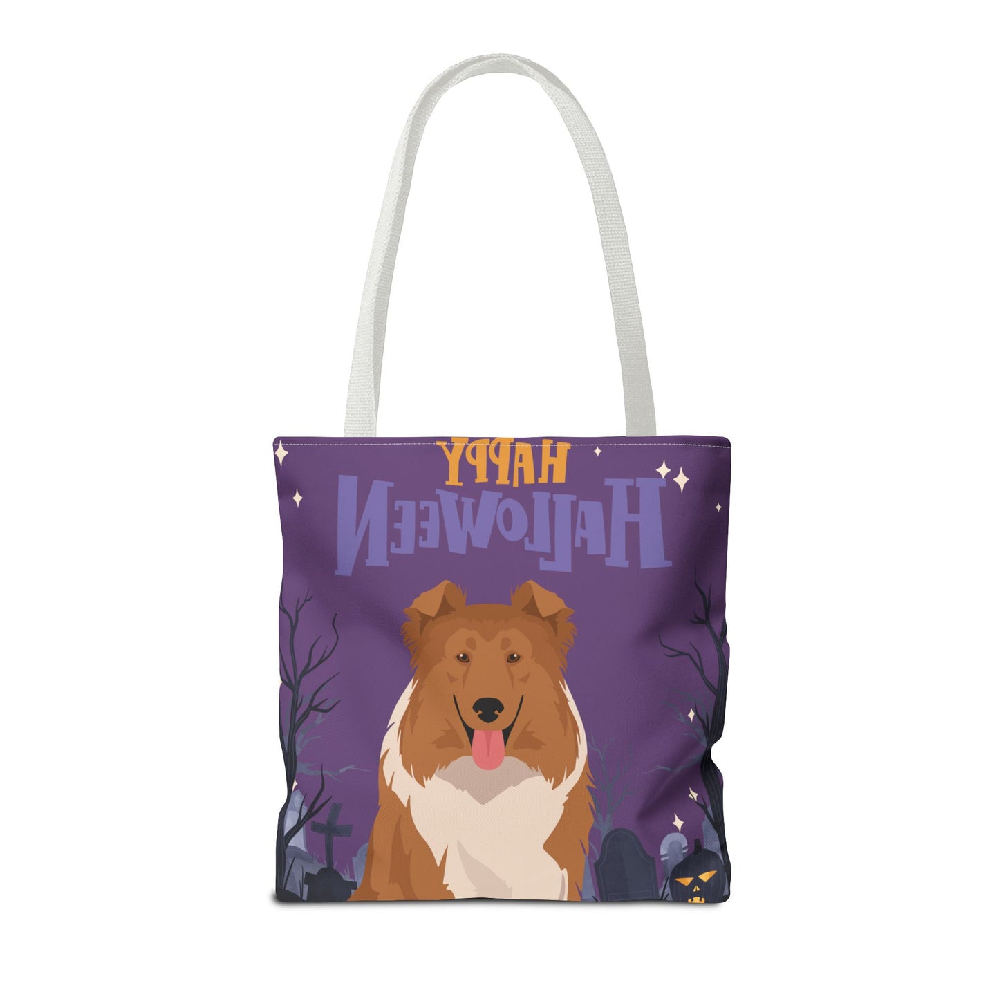 Collie Dog Happy Halloween Tote Bag 16x16