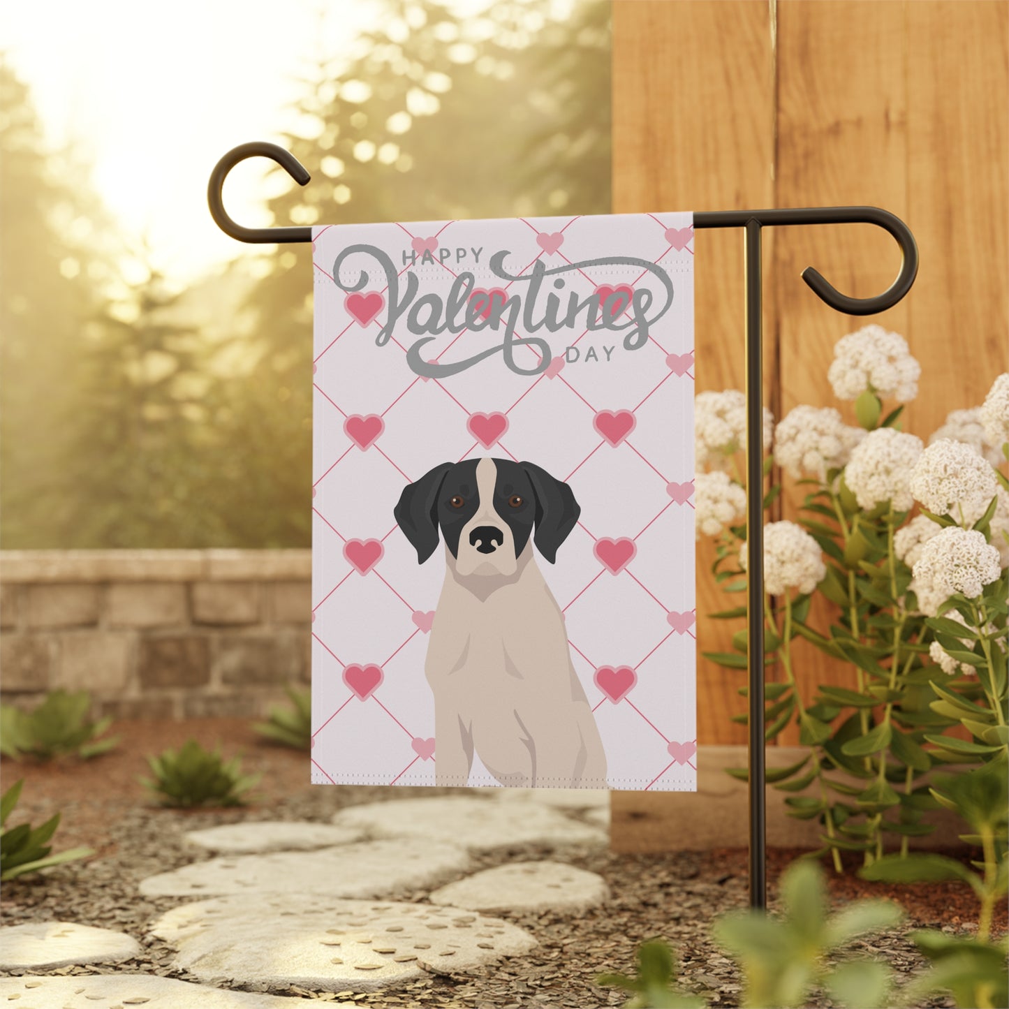Pointer Dog Valentines Day Garden Flag