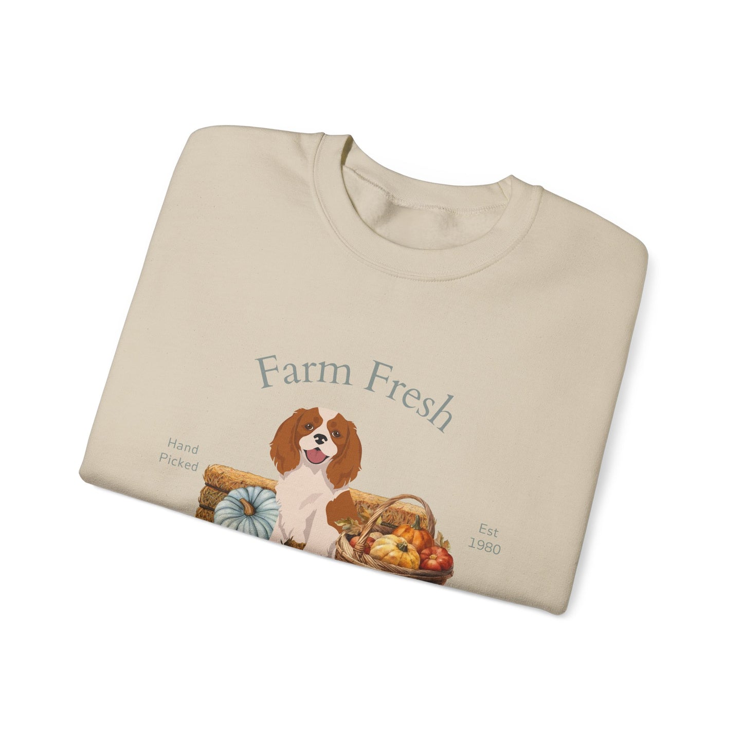 Cavalier King Charles Spaniel Dog Fall Farm Fresh Unisex Heavy Blend Crewneck Sweatshirt