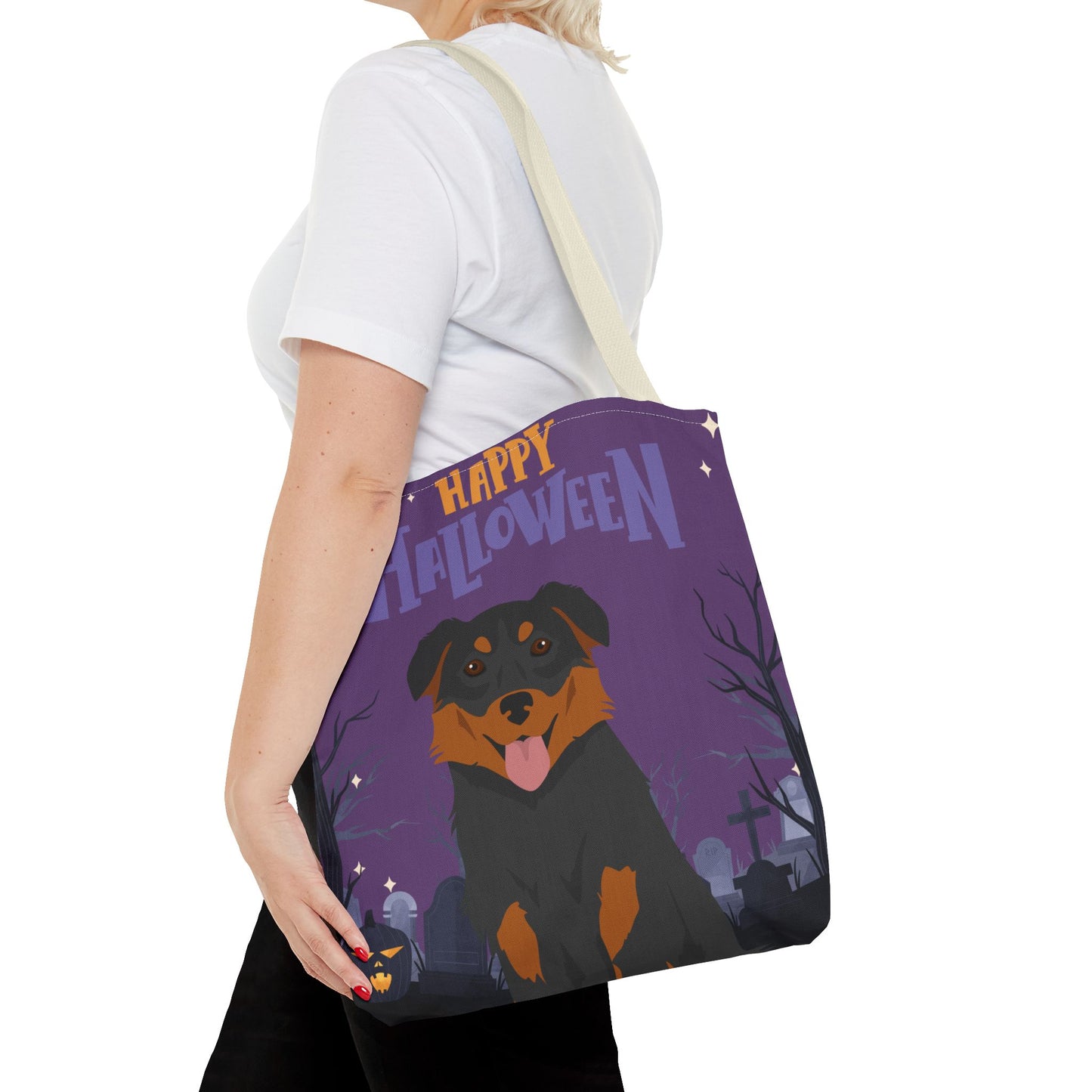 English Shepherd Dog Happy Halloween Tote Bag 16x16
