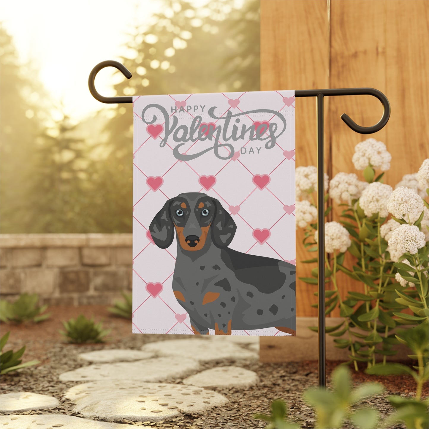 Dachshund Dog Valentines Day Garden Flag