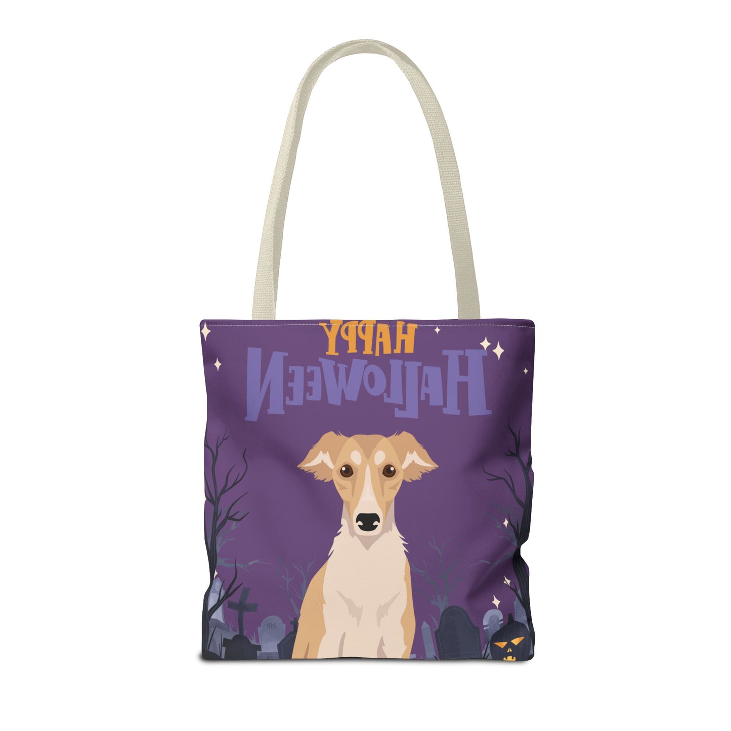 Silken Windhound Dog Happy Halloween Tote Bag 16x16