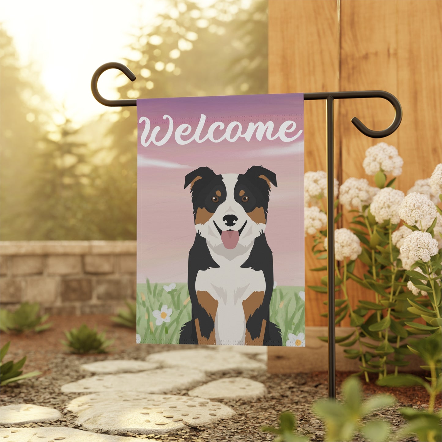 Border Collie Dog Welcome Garden Flag