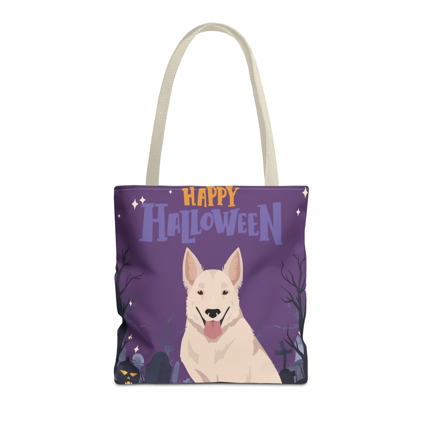 White Swiss Shepherd Dog Happy Halloween Tote Bag 16x16
