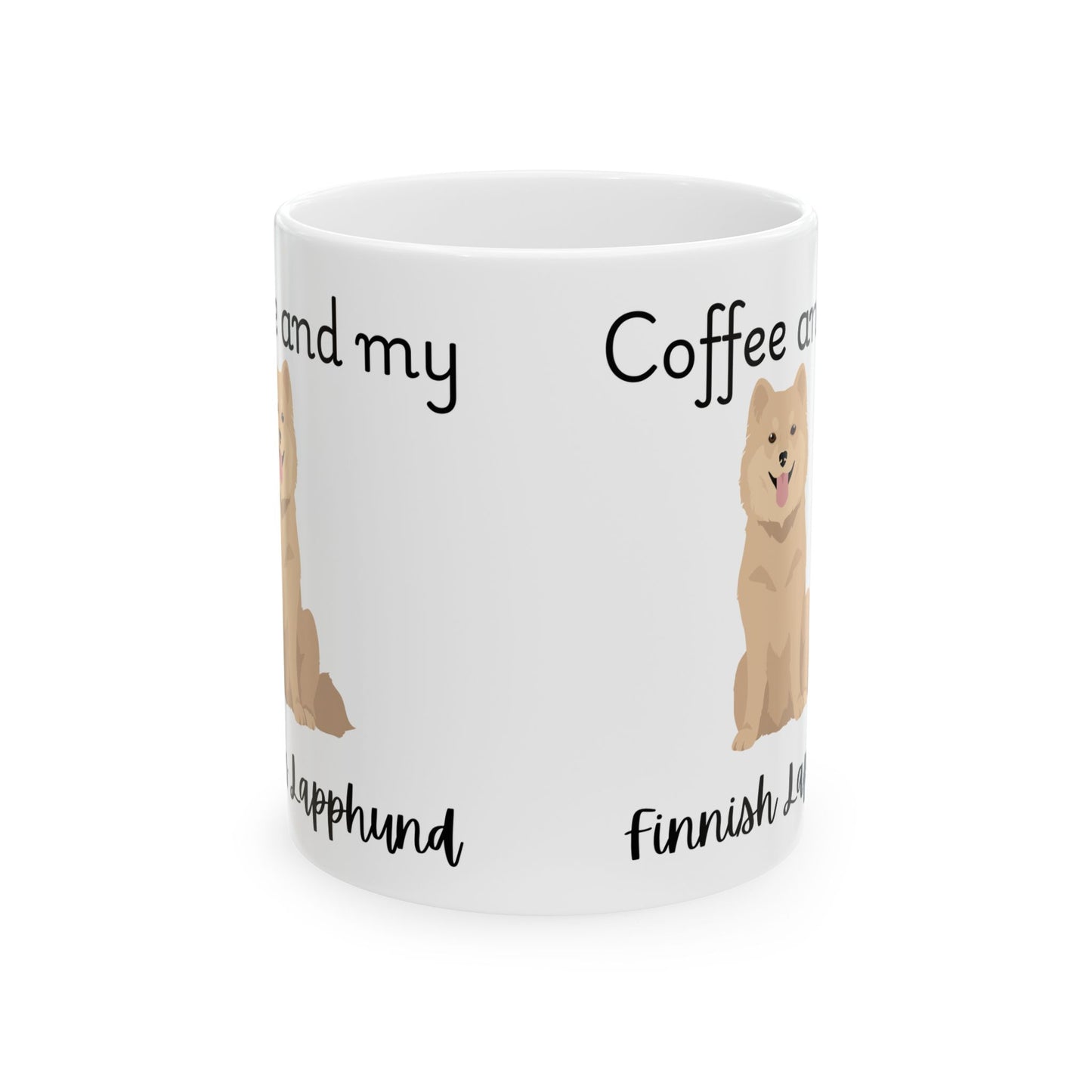 Coffee and My Flinnish Lapphund Coated Ceramic Mug | Dog Lover Gift, Pet Owner Cup, Cute Mug for Dog Moms, Funny Mug for Coffee Lovers